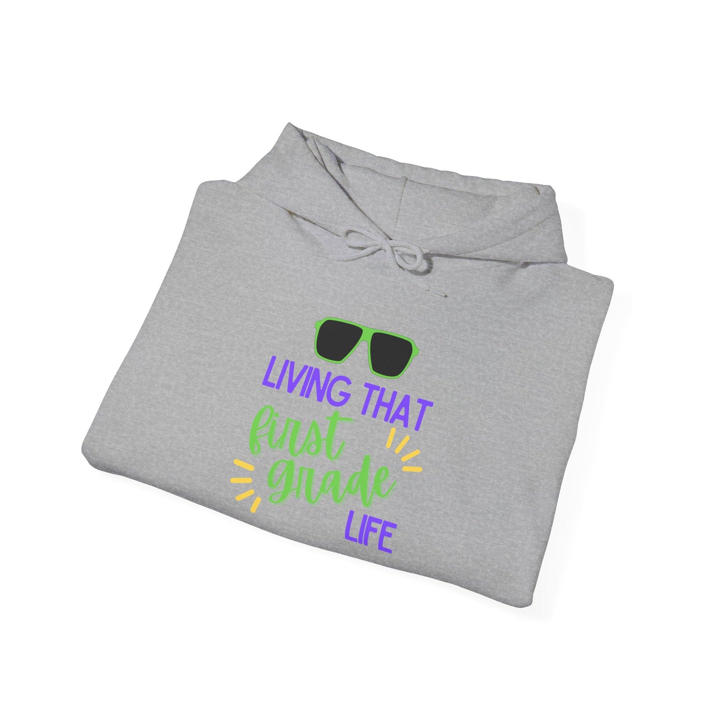 Living That first Grade Life Hoodie - Perfect for Students, Graduation Gift, Cool Casual Wear, Back to School, Kids' Style