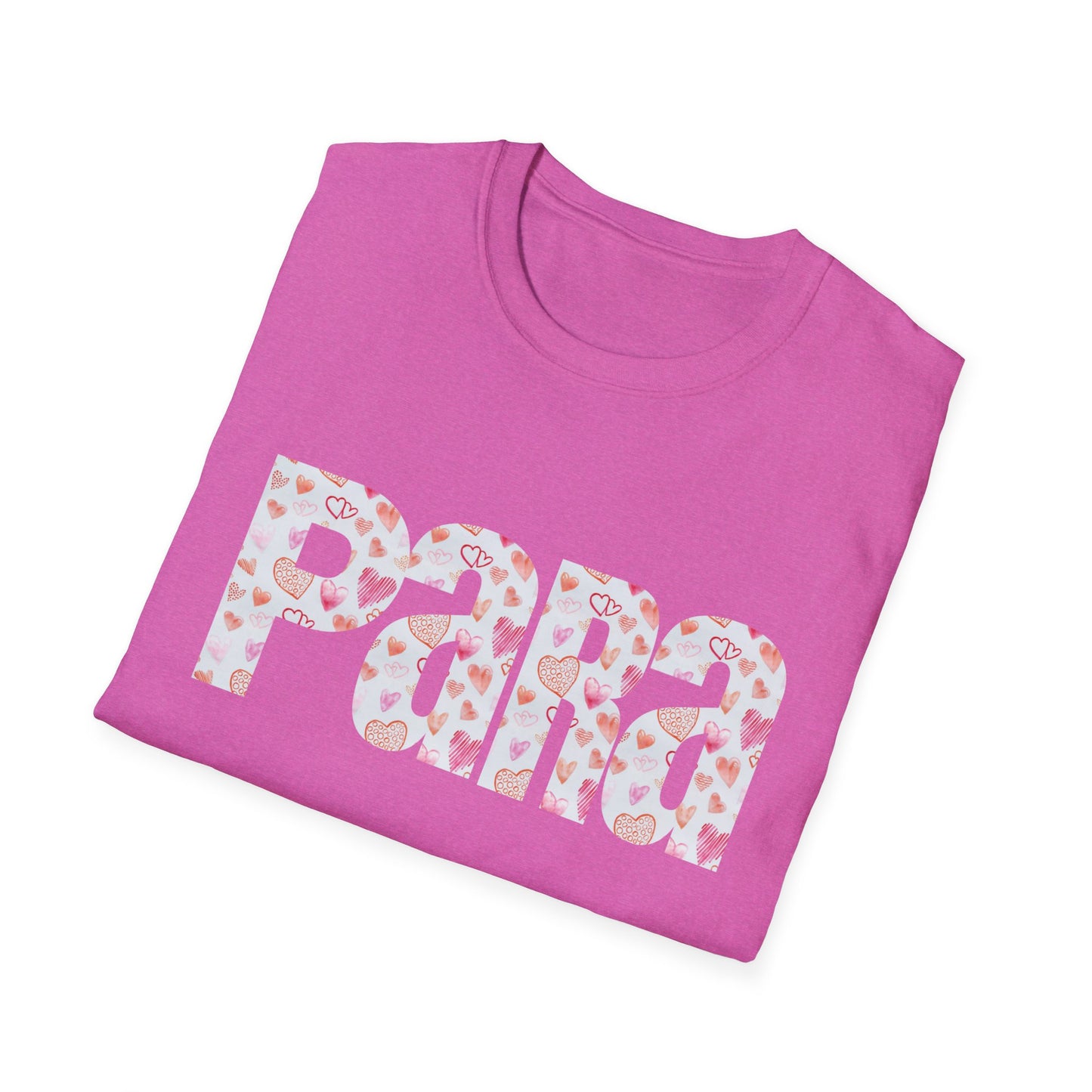 Para heart Text T-Shirt — Pink heart Pattern Graphic Tee