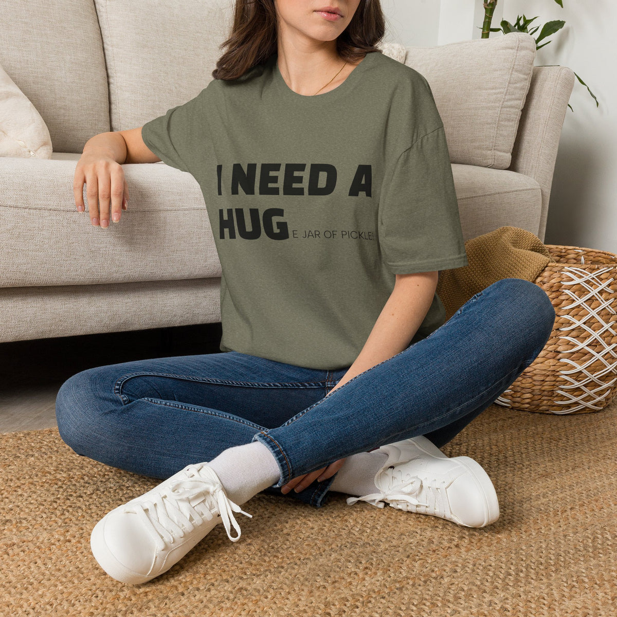 I Need A Hug T-Shirt — Funny "I Need a Hug (or a Jar of Pickles)" Graphic Tee