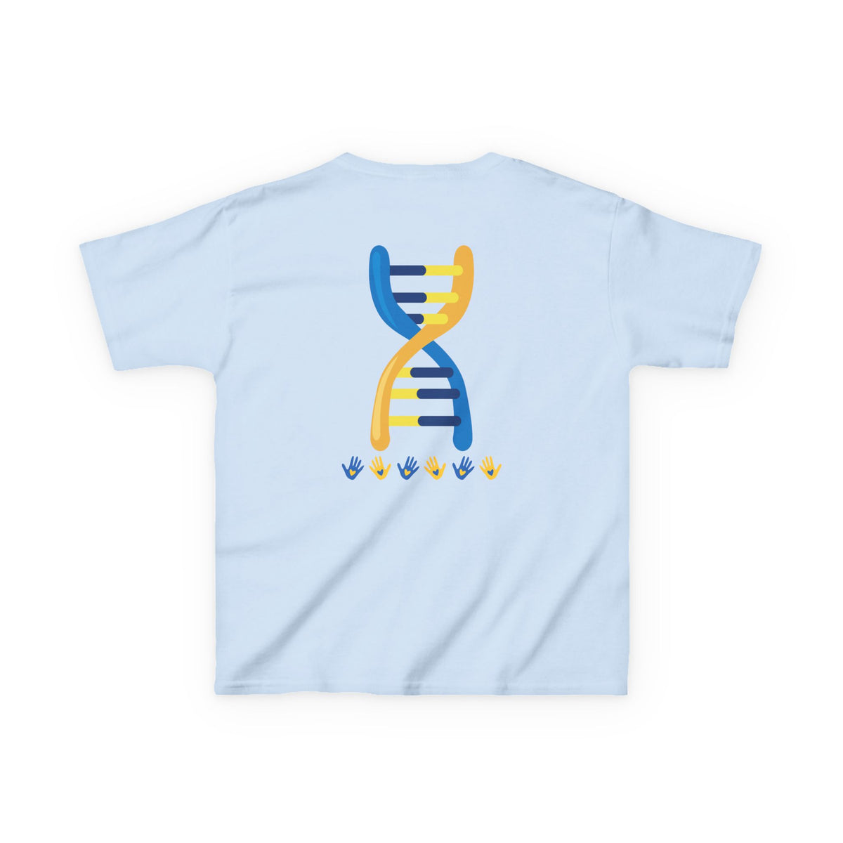 Kids Tee — Blue & Yellow DNA Hearts Design Down Syndrome Awareness,  DS