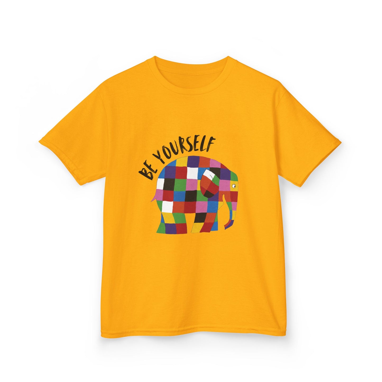 Kids Heavy Cotton™ Tee, Elmer the Patchwork Elephant T-Shirt, Children's Clothing, Cute Animal Print Top, Kids Birthday Gift, Youth