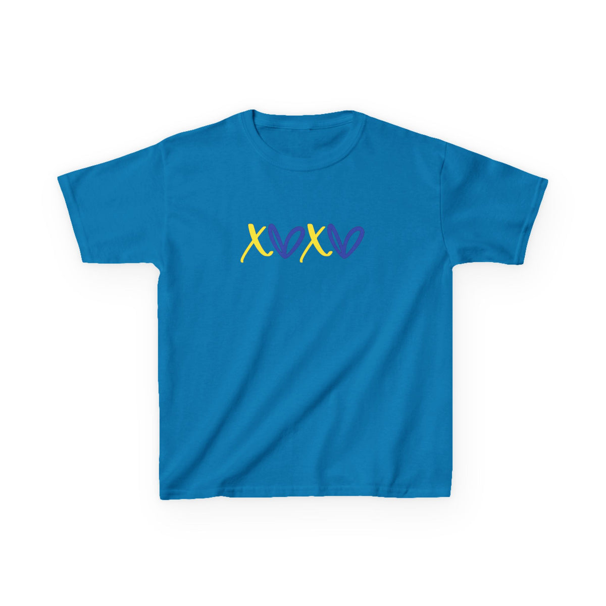 Kids Tee — Blue & Yellow DNA Hearts Design Down Syndrome Awareness,  DS