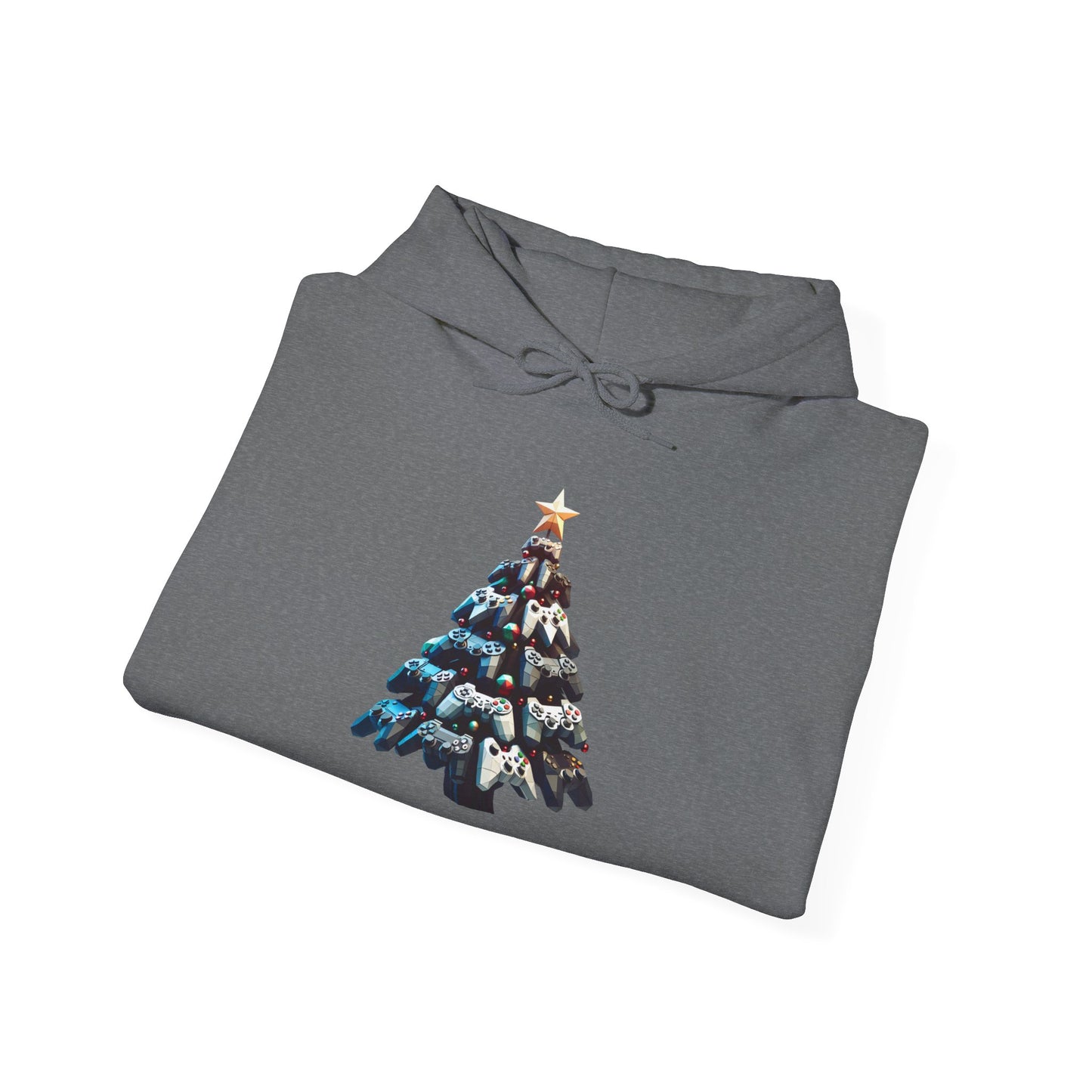 Video Game Console Christmas Tree Hoodie - Gamer Gift Sweatshirt, Holiday Gaming Apparel, Unisex Hooded Jumper, Geeky Christmas Present,