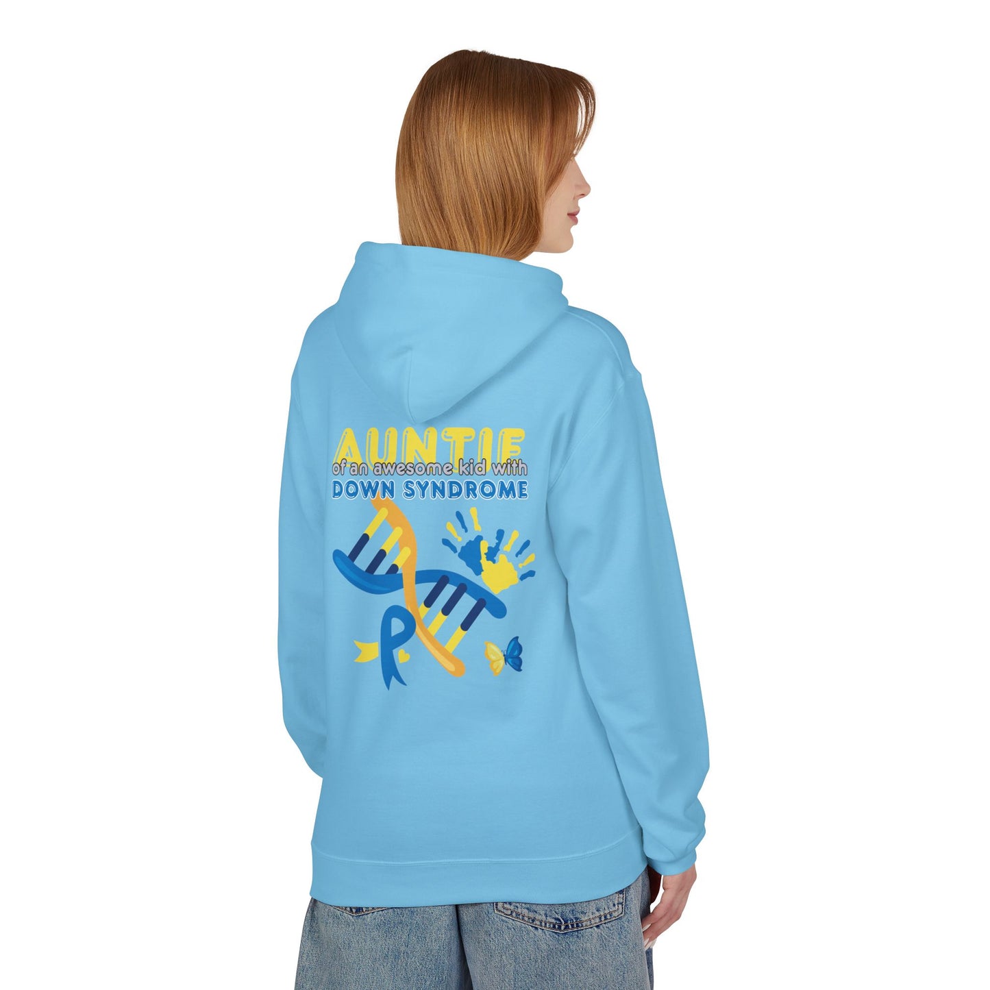 Down Syndrome Aunt Hoodie — "Auntie of the Morning Sun" DNA Ribbon Sweatshirt