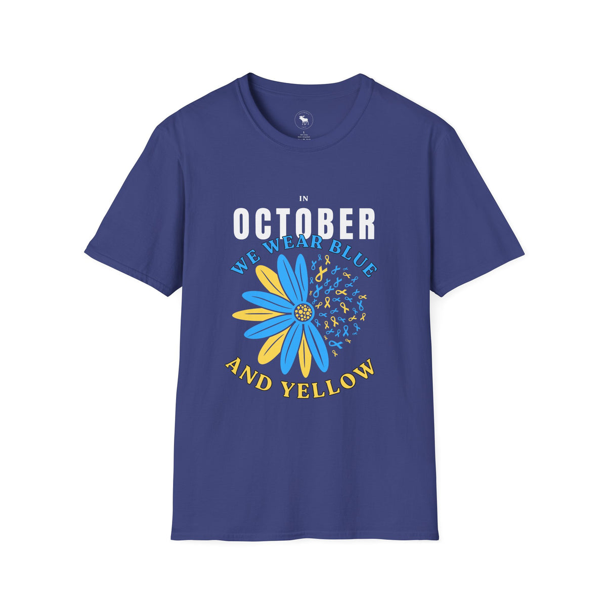 October We Wear Blue and Yellow T-Shirt — Down Syndrome Awareness Daisy Tee