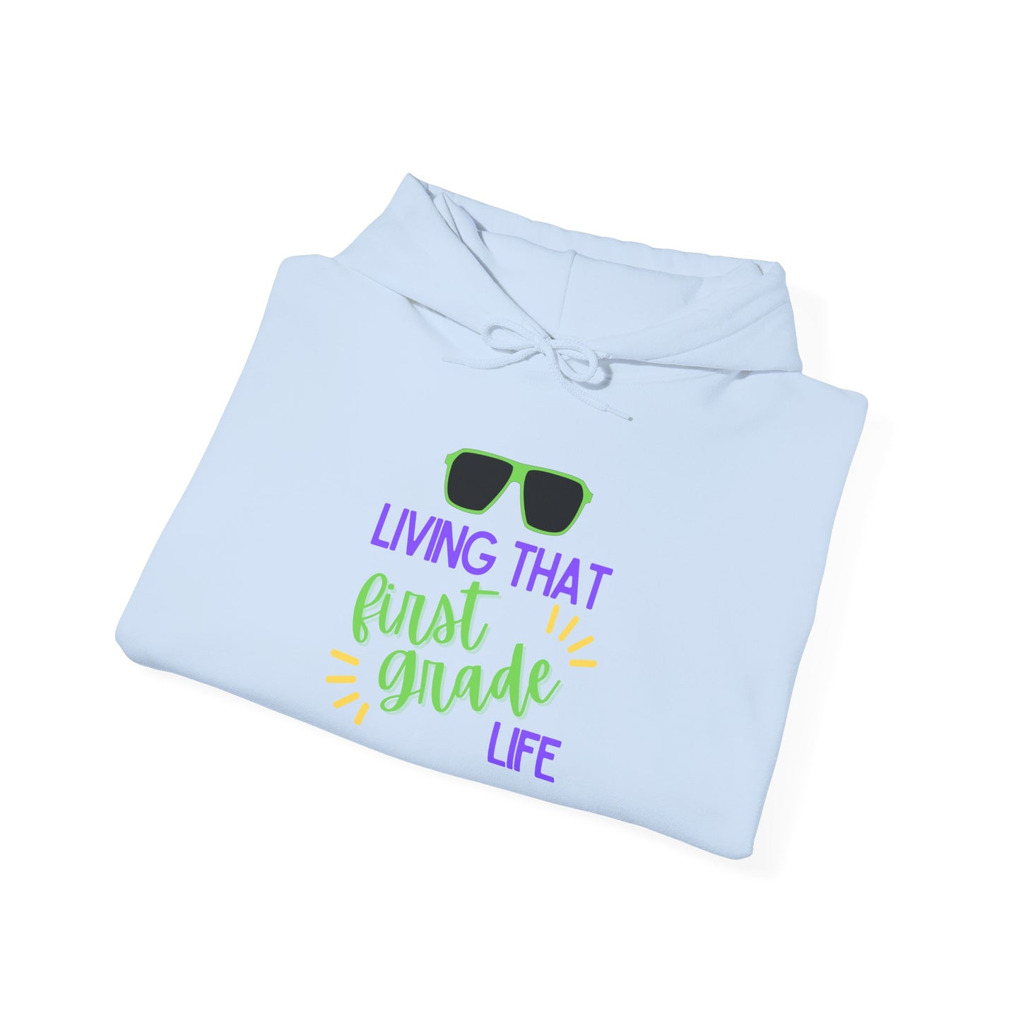 Living That first Grade Life Hoodie - Perfect for Students, Graduation Gift, Cool Casual Wear, Back to School, Kids' Style