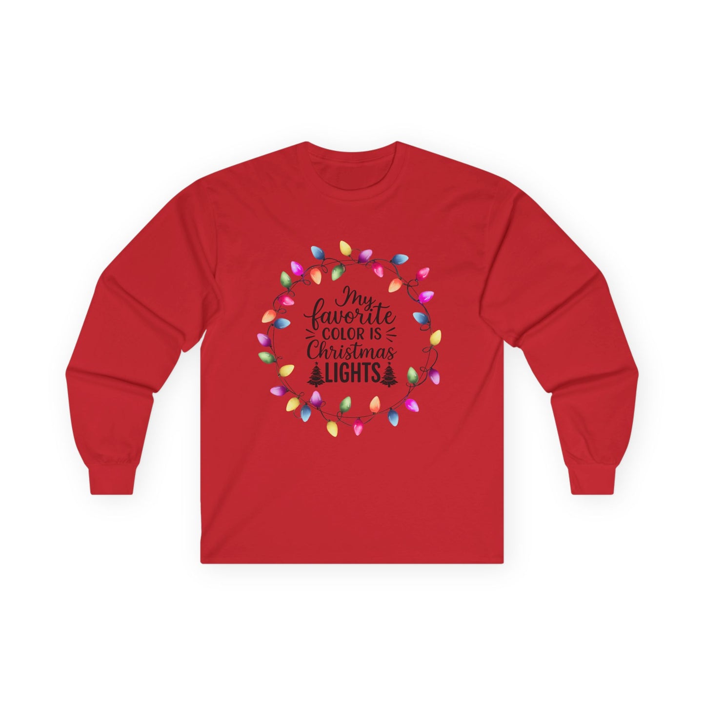 Christmas Lights Long Sleeve Tee, Unisex Holiday Shirt, Festive Apparel, Gift for Her, Xmas Party Outfit