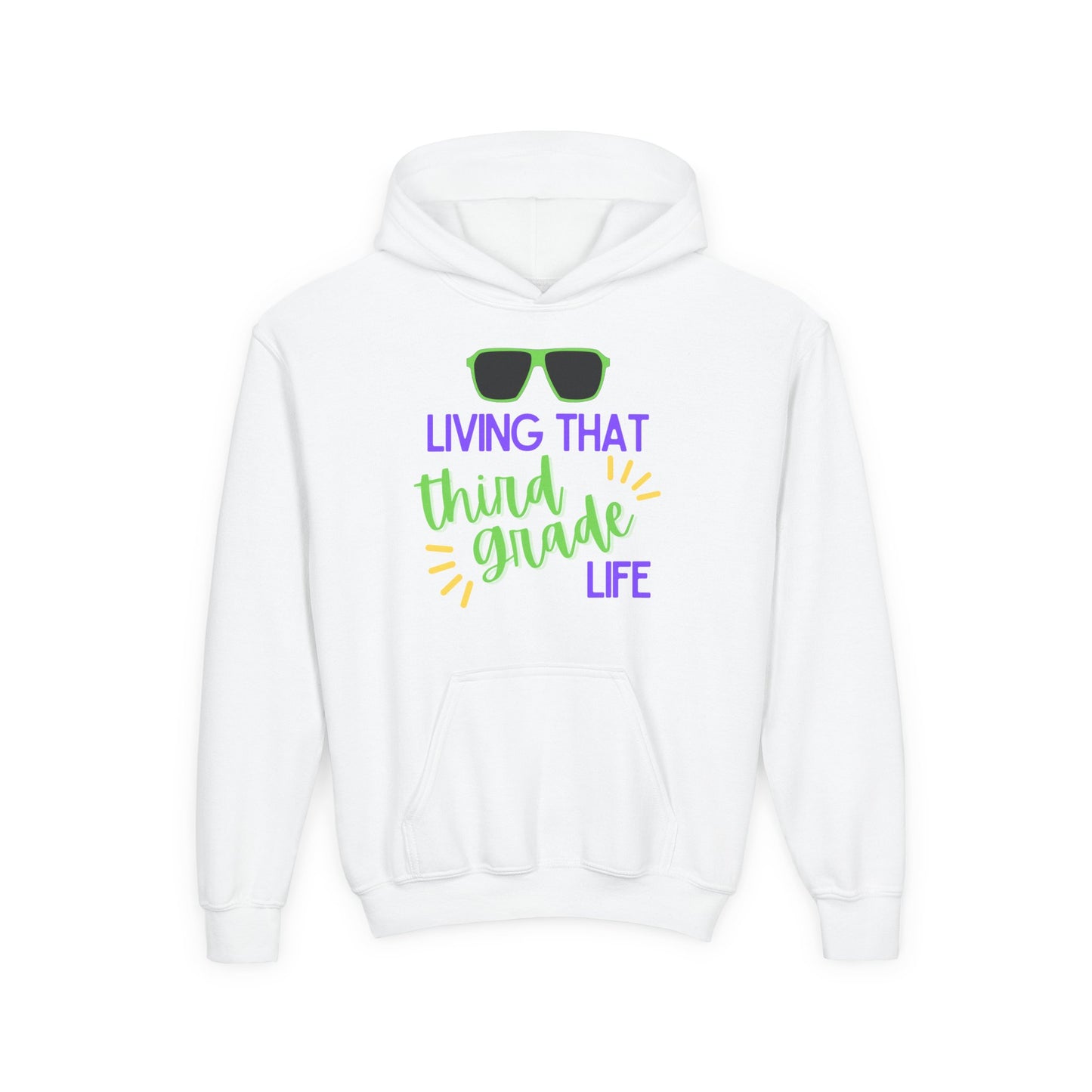 Cool Third Grade Hoodie for Youth, Back to School Gift, Trendy Kids Sweatshirt, Living that Third Grade Life, Fun School Spirit Wear