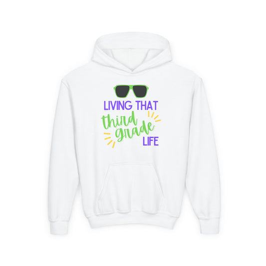 Cool Third Grade Hoodie for Youth, Back to School Gift, Trendy Kids Sweatshirt, Living that Third Grade Life, Fun School Spirit Wear