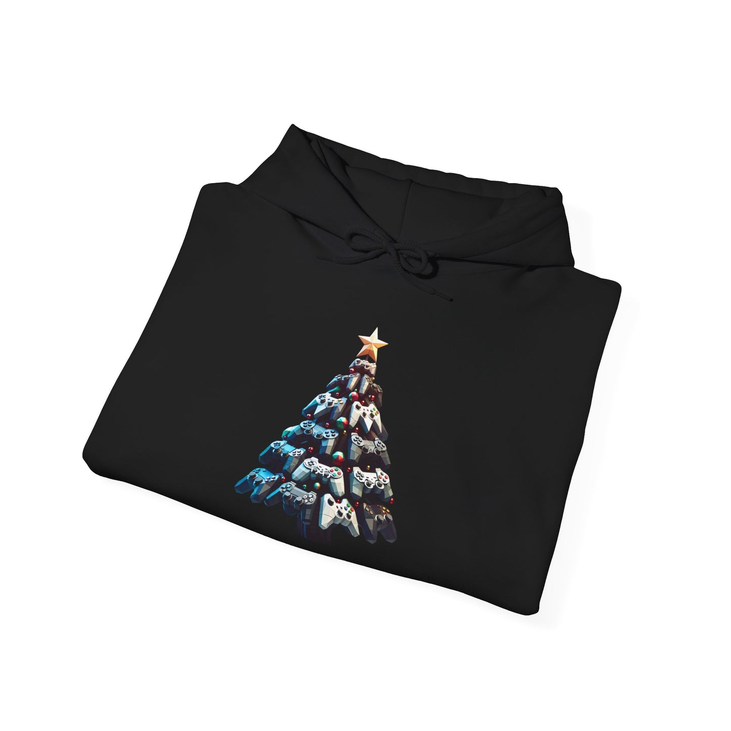 Video Game Console Christmas Tree Hoodie - Gamer Gift Sweatshirt, Holiday Gaming Apparel, Unisex Hooded Jumper, Geeky Christmas Present,
