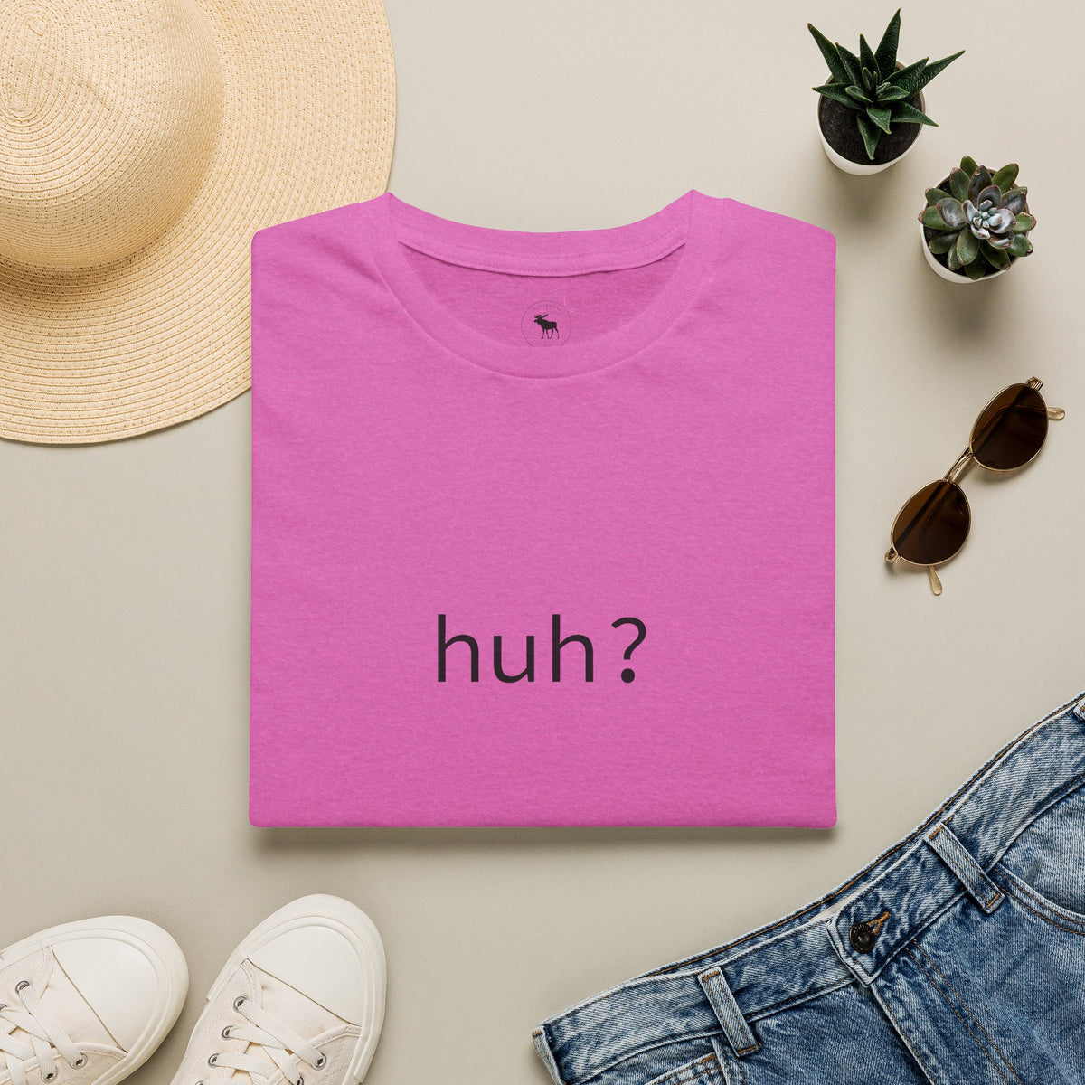 Huh? Minimalist Graphic T‑Shirt — Funny Casual Statement Tee