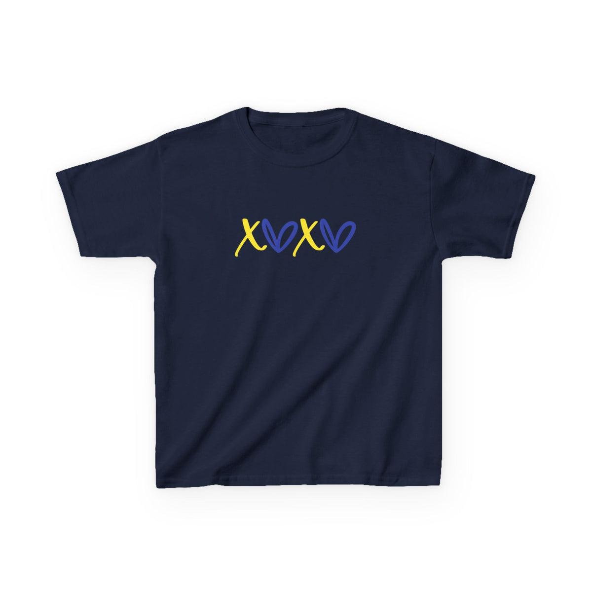 Kids Tee — Blue & Yellow DNA Hearts Design Down Syndrome Awareness,  DS