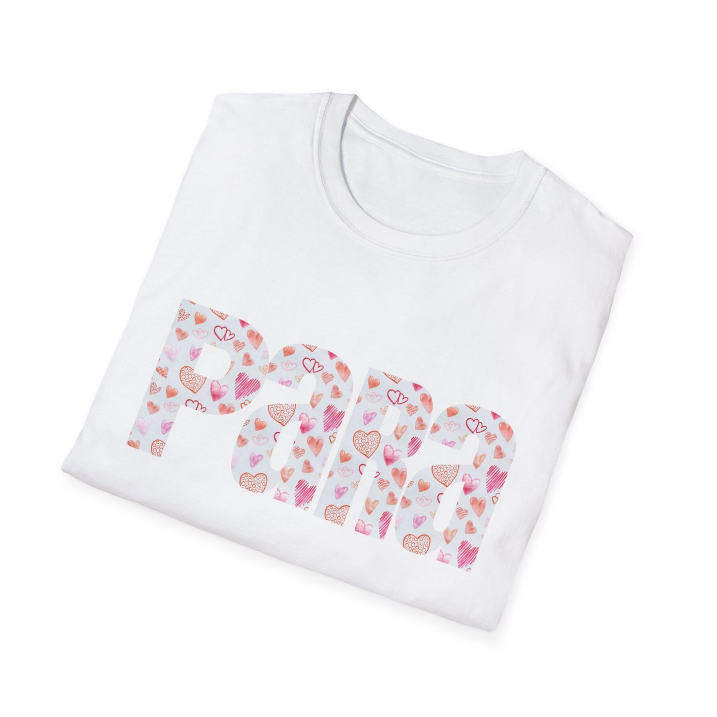 Para heart Text T-Shirt — Pink heart Pattern Graphic Tee