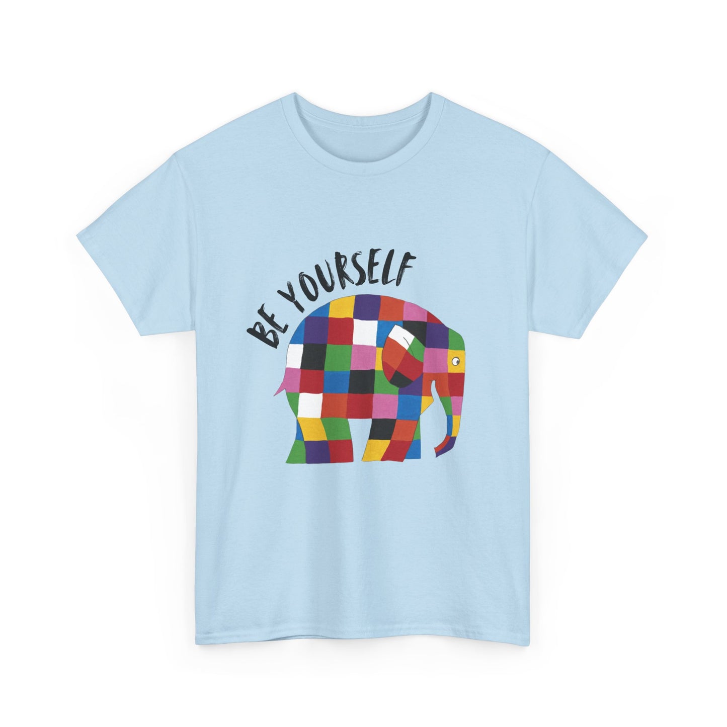 Patchwork Elephant Unisex Tee, Elmer Print Shirt, Graphic Tee, Kids Novelty Shirt, Animal Lover Gift