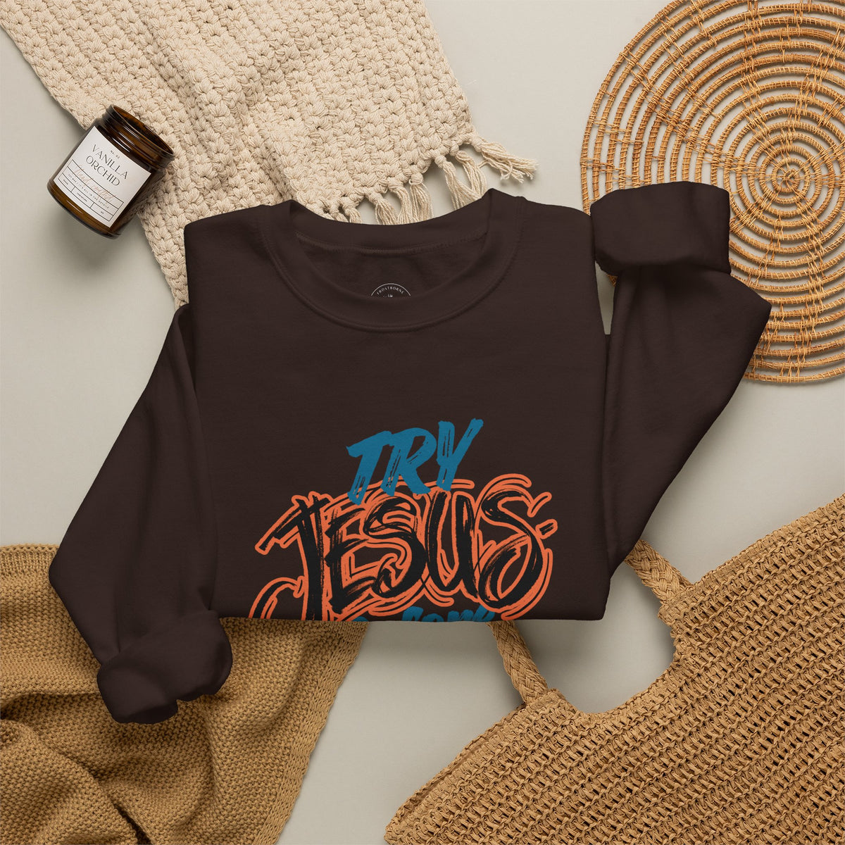 Try Jesus Before You Try Me Faith-Based Crewneck Sweatshirt