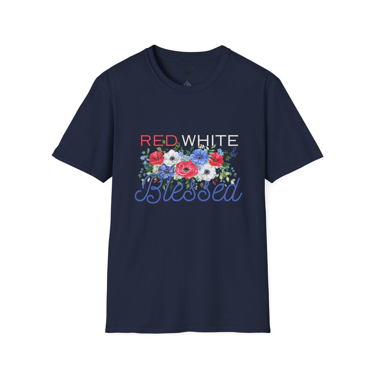 T-Shirt — "Red White & Blessed" Floral Patriotic Tee