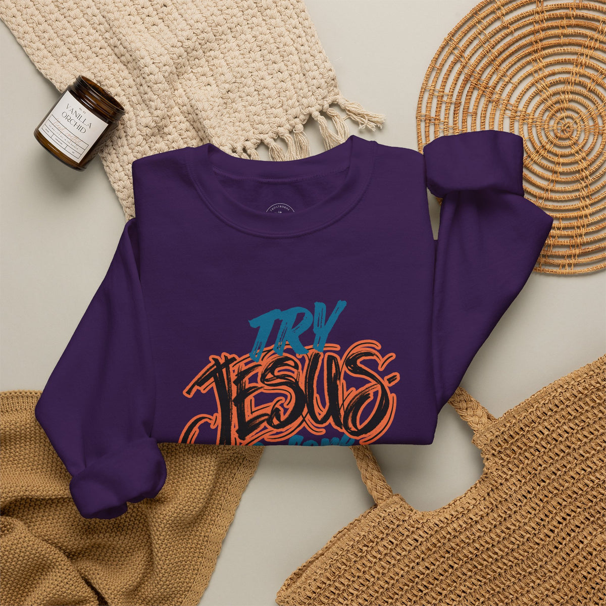 Try Jesus Before You Try Me Faith-Based Crewneck Sweatshirt