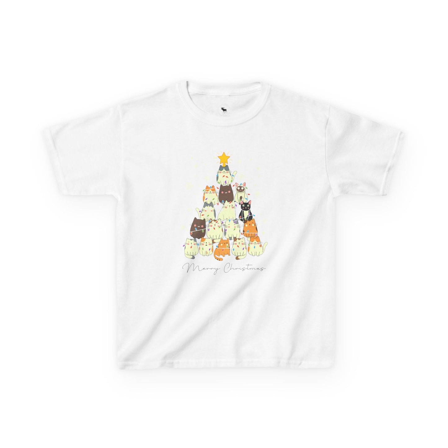 Kids Holiday Cat Tee, Cute Christmas Shirt, Fun Winter Top, Adorable Kids T-Shirt, Festive Animal Apparel, Christmas Gift for Kids