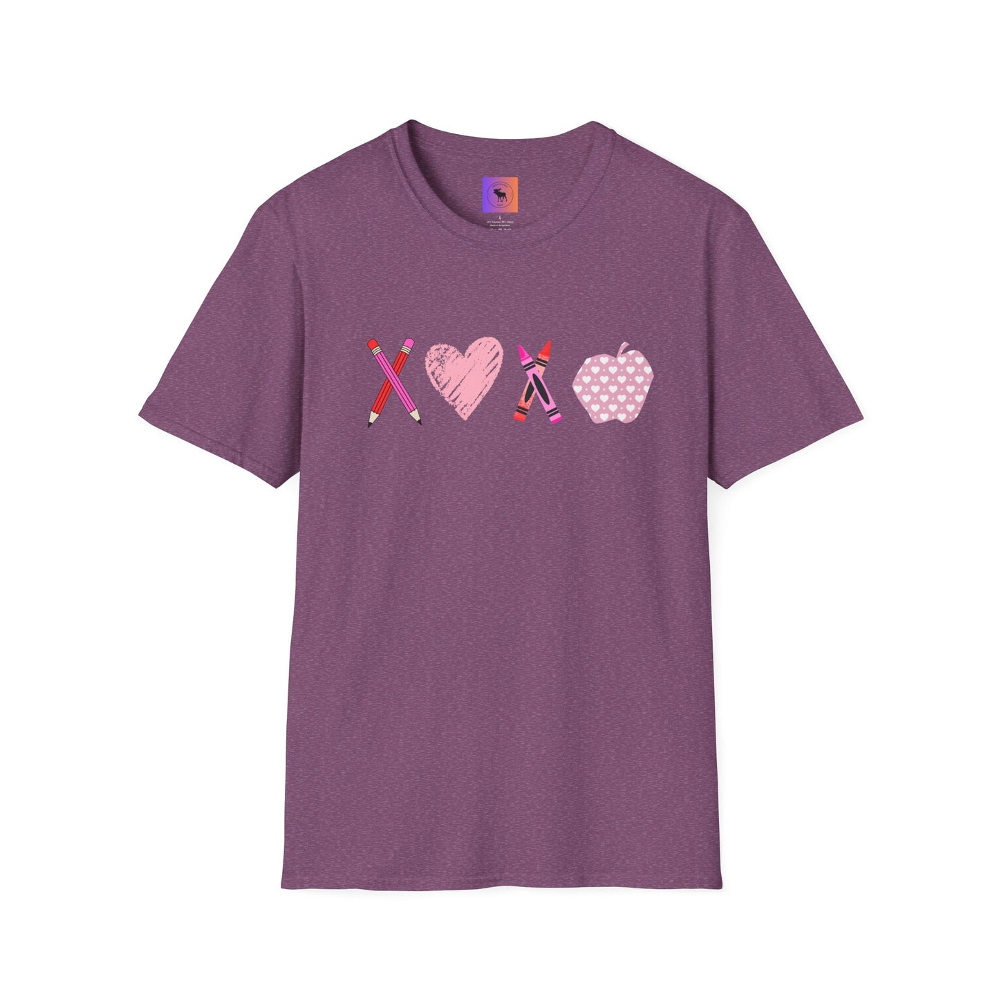 Teacher Valentine T-Shirt — Pencils, Crayon Apple & XOXO