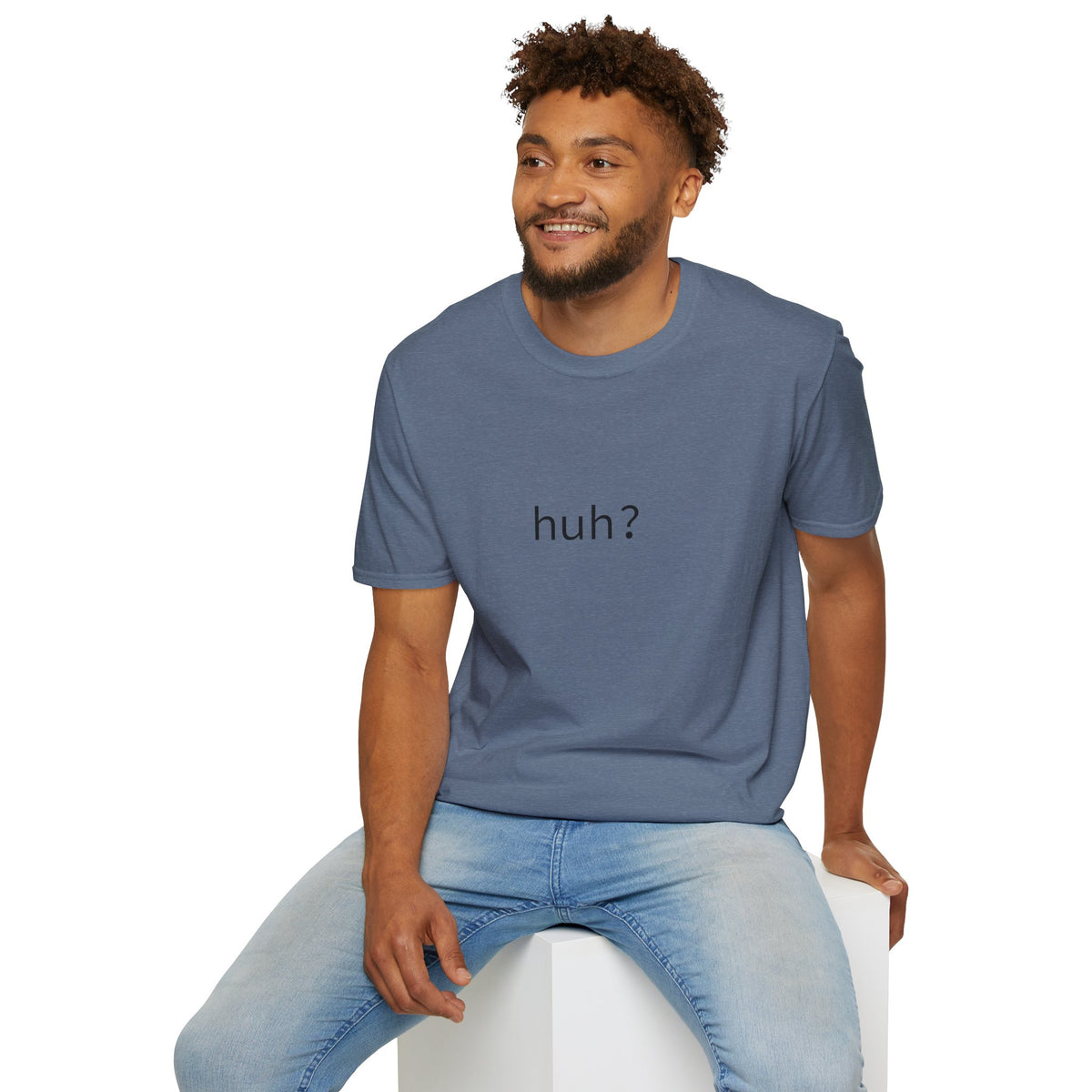 Huh? Minimalist Graphic T‑Shirt — Funny Casual Statement Tee