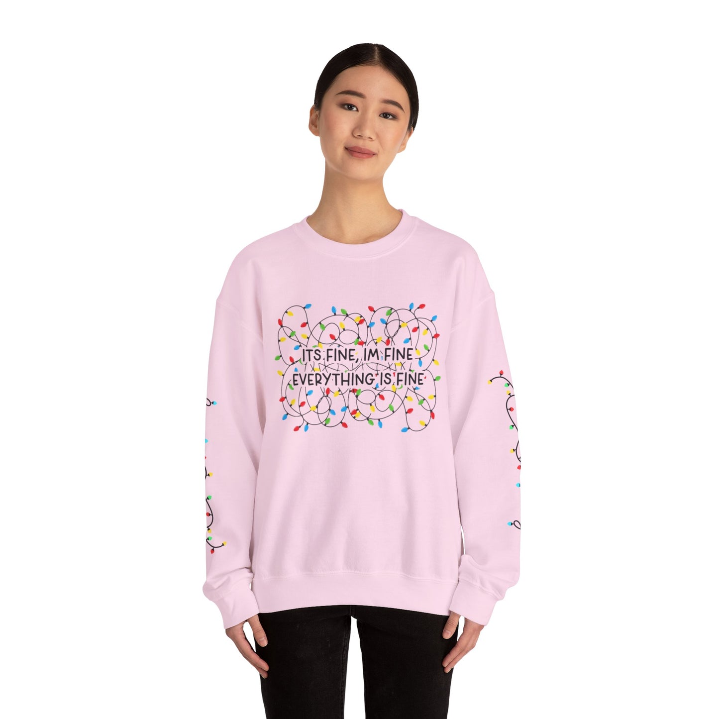 Its Fine Everything Is Fine holiday lights crewneck
