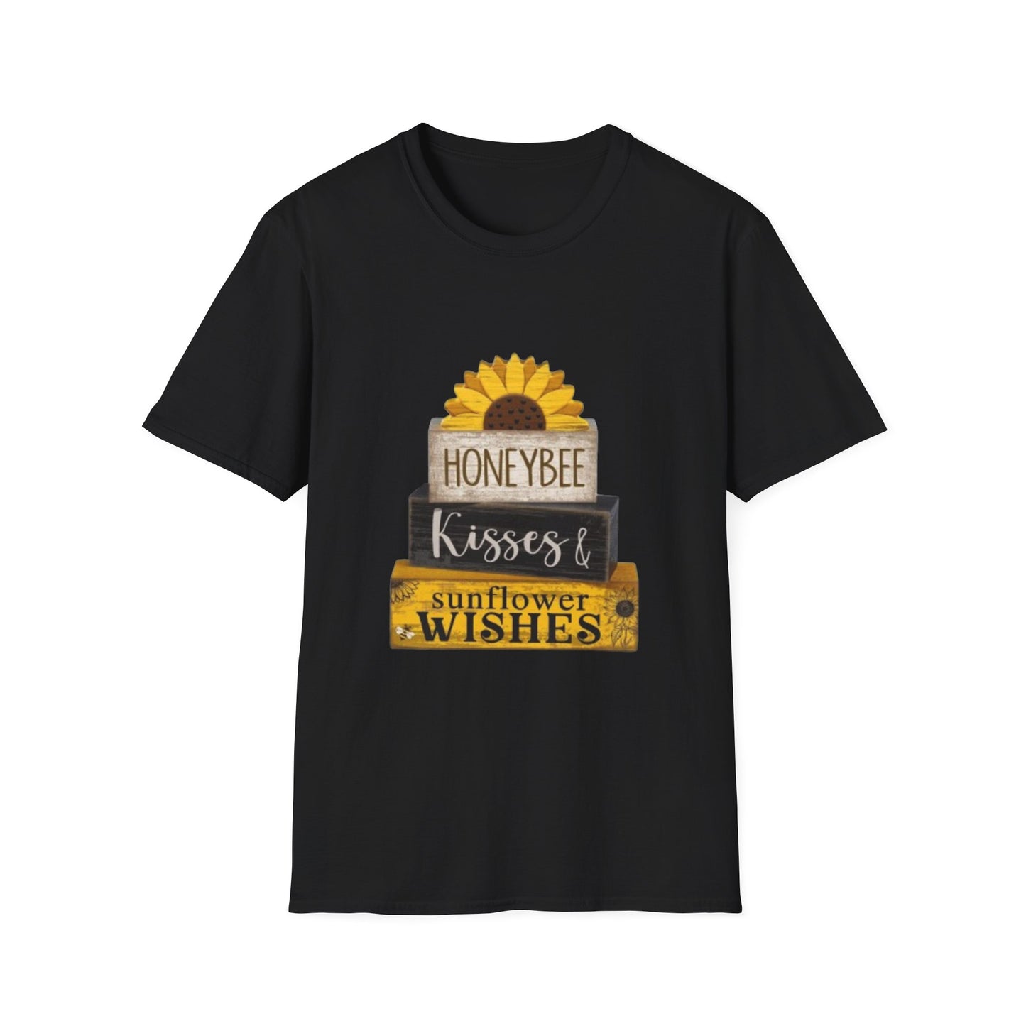 Sunflower & Honeybee T-Shirt — "Honeybee Kisses & Sunflower Wishes" Farmhouse Tee