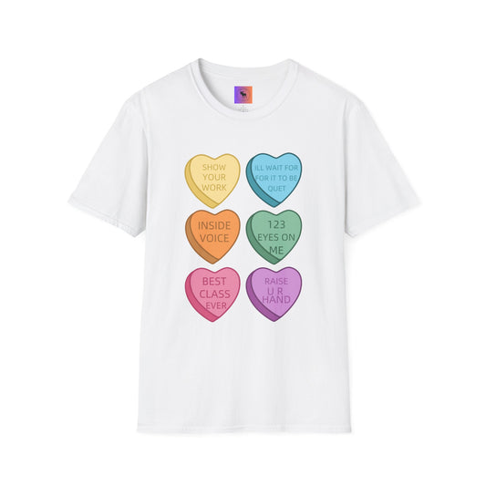 Conversation Heart Teacher Shirt — Funny Classroom Love Notes Tee
