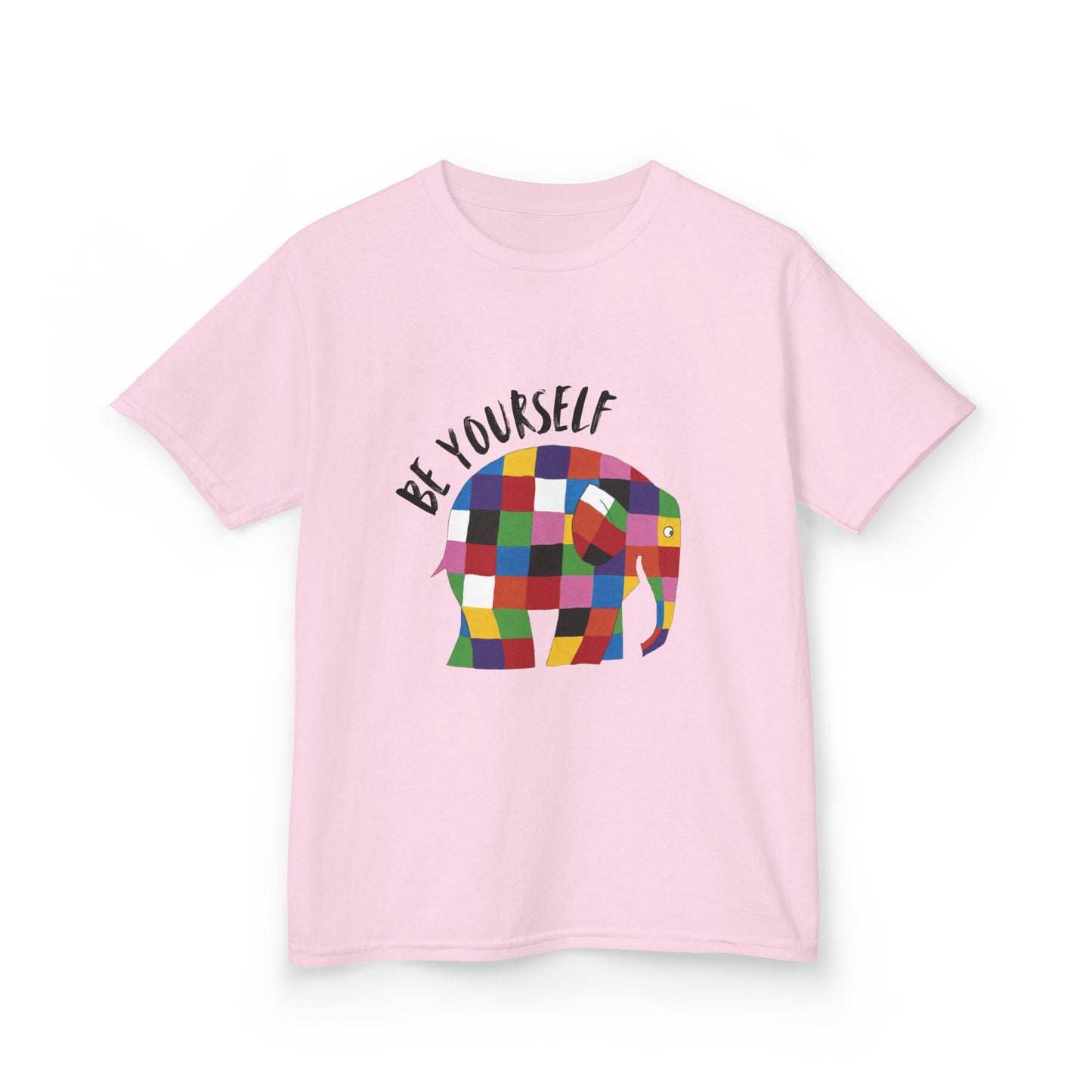 Kids Heavy Cotton™ Tee, Elmer the Patchwork Elephant T-Shirt, Children's Clothing, Cute Animal Print Top, Kids Birthday Gift, Youth