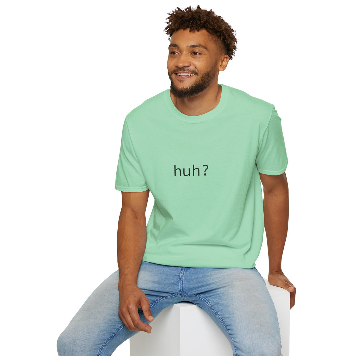 Huh? Minimalist Graphic T‑Shirt — Funny Casual Statement Tee