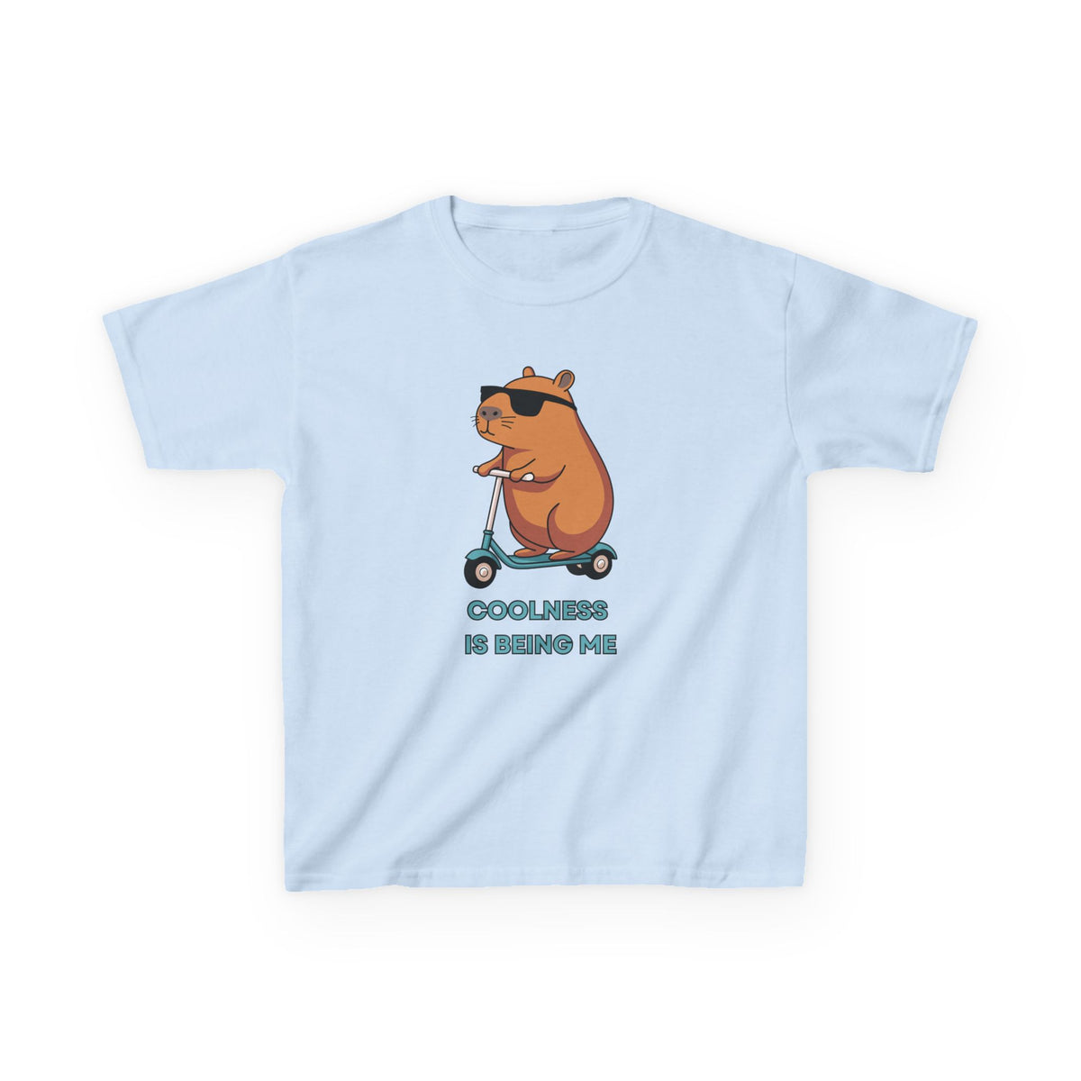 Kids Tee — 'Coolness Is Being Me' CAPYBARA on Scooter Cute Graphic T-Shirt