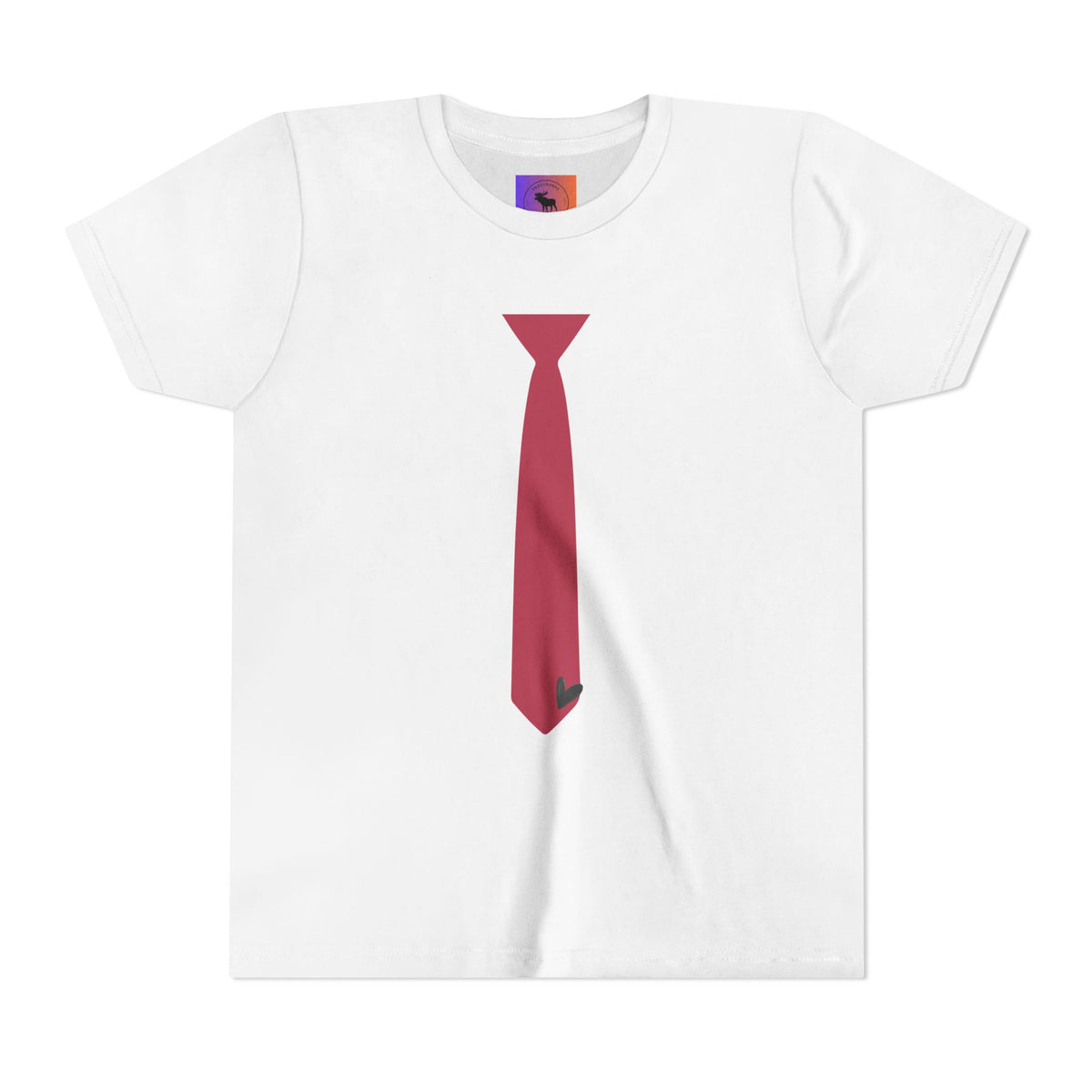 Youth Tie Graphic Tee – Red Necktie Costume Shirt for Kids with heart