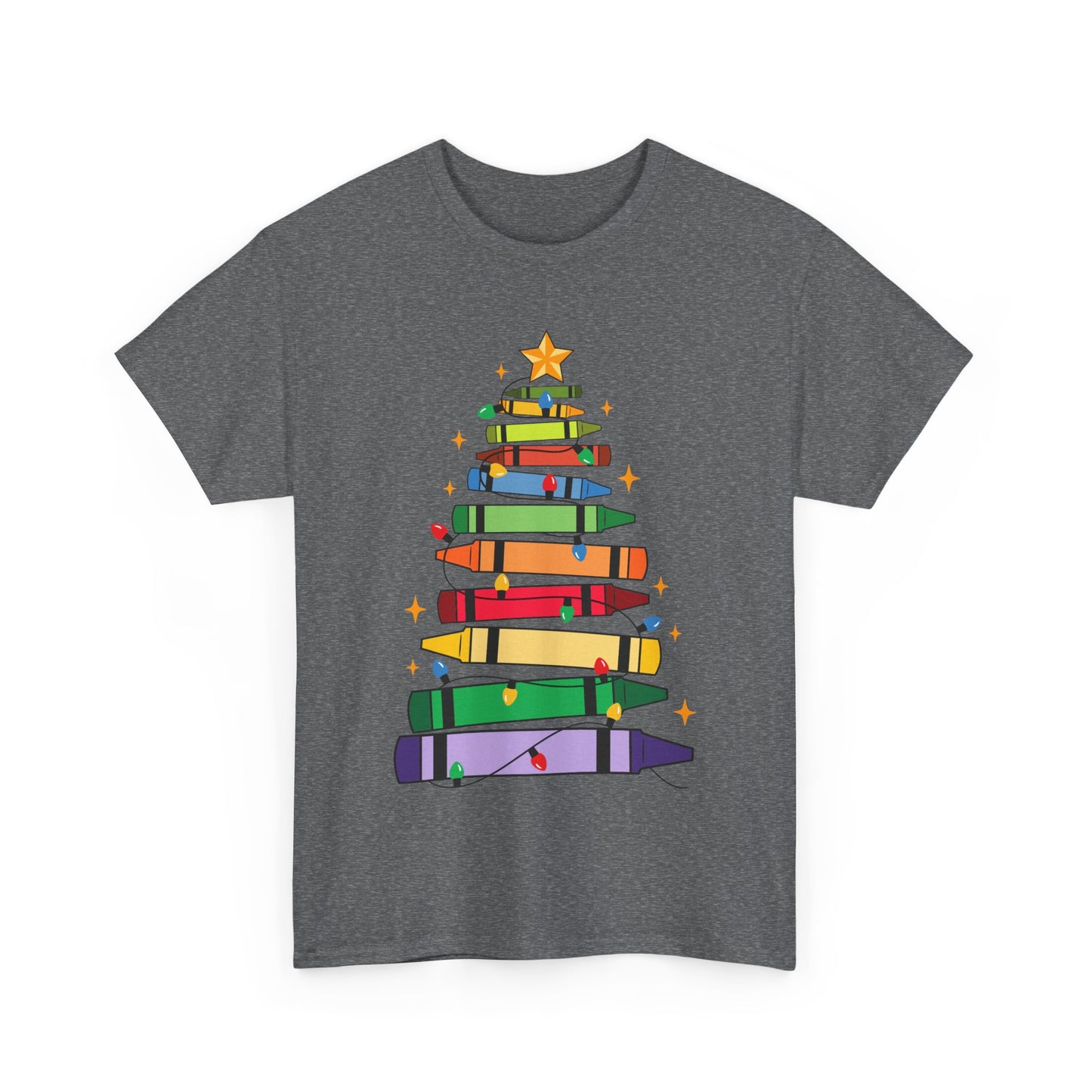 Crayon Tree Teacher Unisex Tee for Christmas Gift, Homeschool T-Shirt, Holiday Apparel, Educator Present, School Tee Shirt