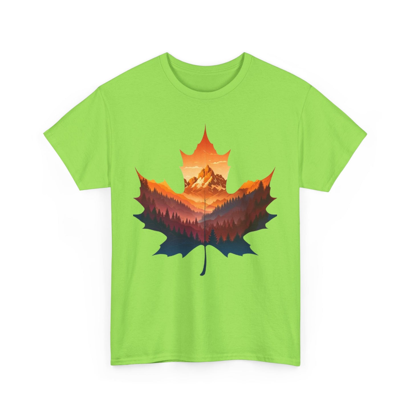 Sunset Leaf Unisex Tee, Mountain Graphic T-Shirt, Nature Lover Cotton Shirt, Outdoor Adventure Clothing, Hiking Apparel