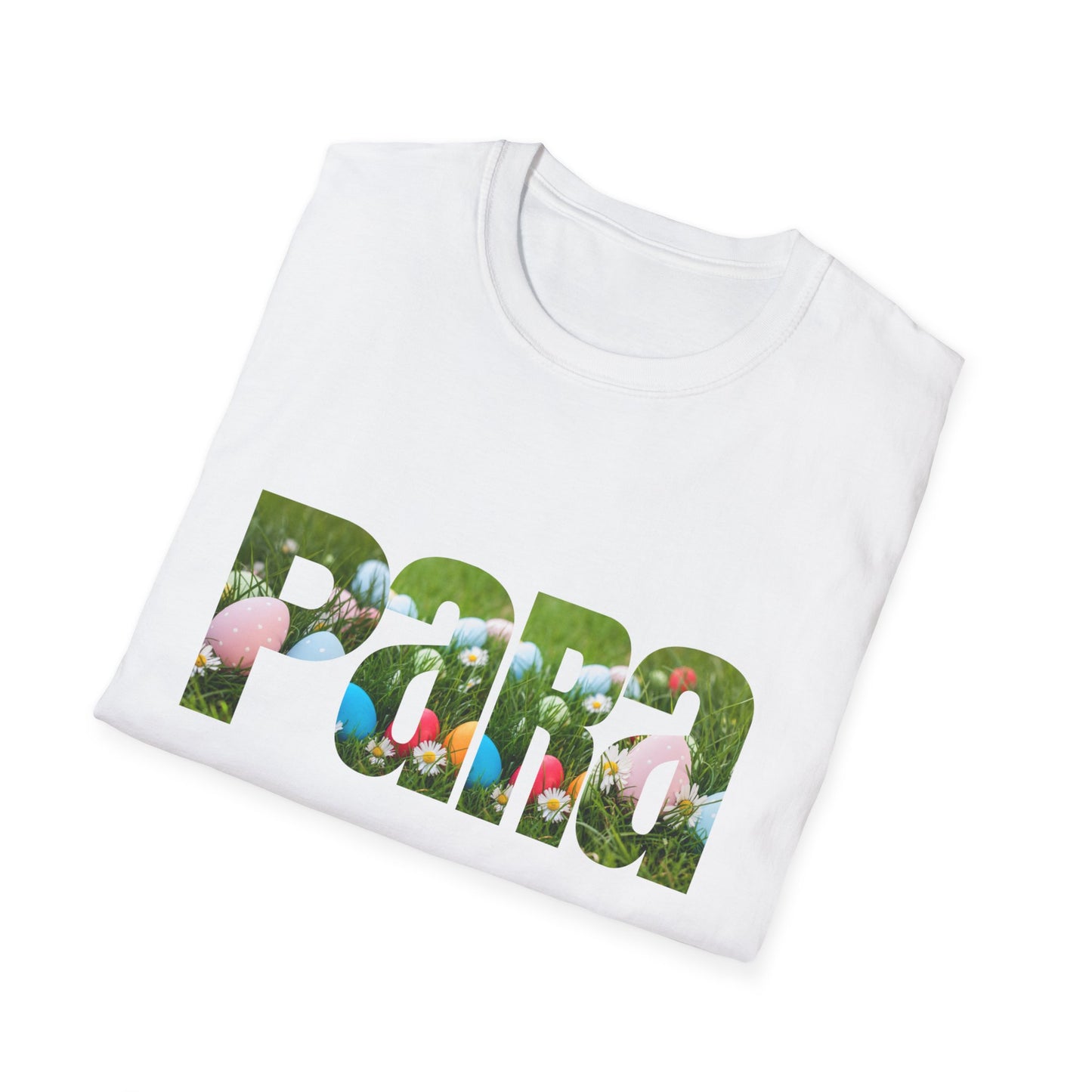 T-Shirt — Floral 'Para' Lettering Tee, easter egg pattern