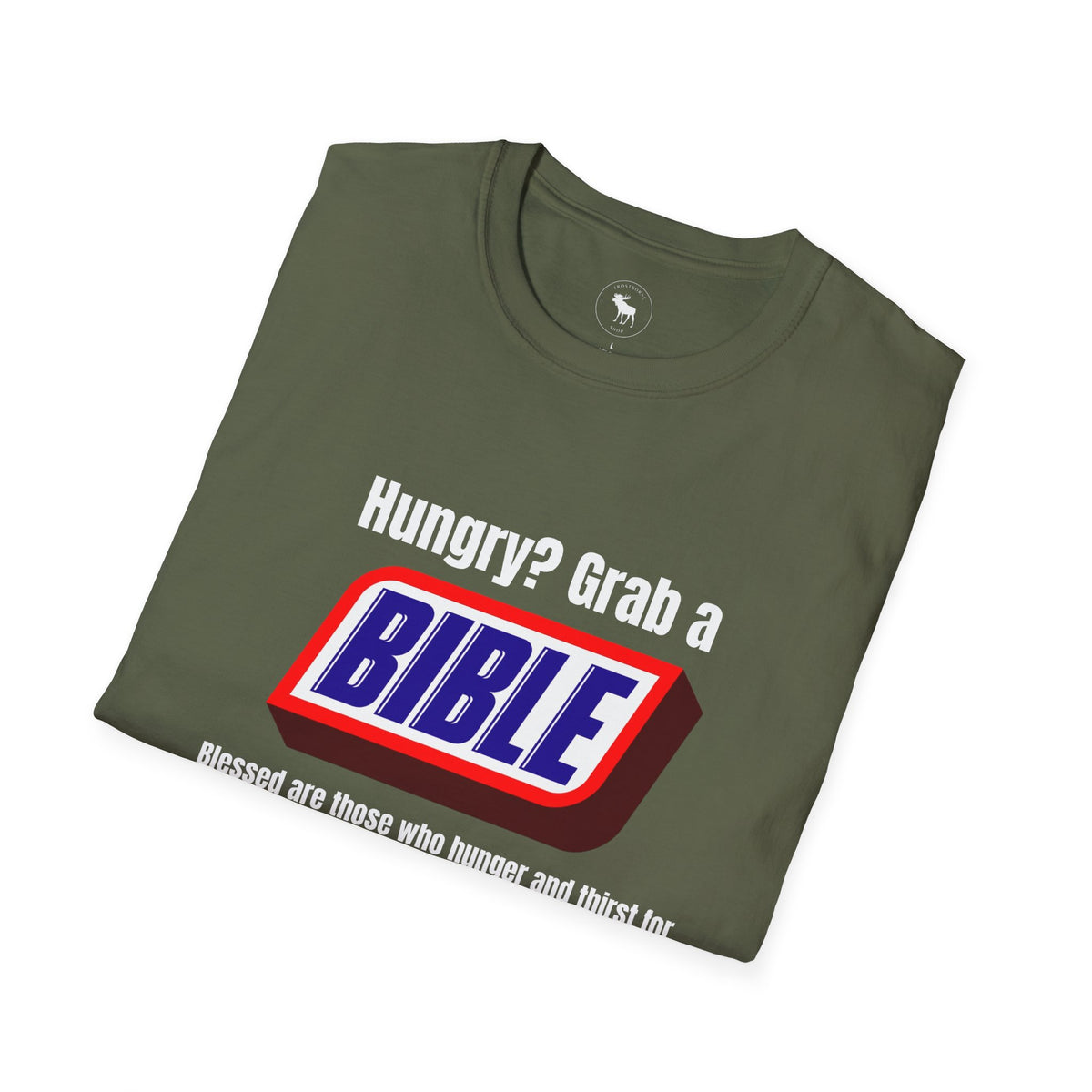 Bible Snack Tee — "Hungry? Grab a Bible" Christian T-Shirt (Matthew 5:6)
