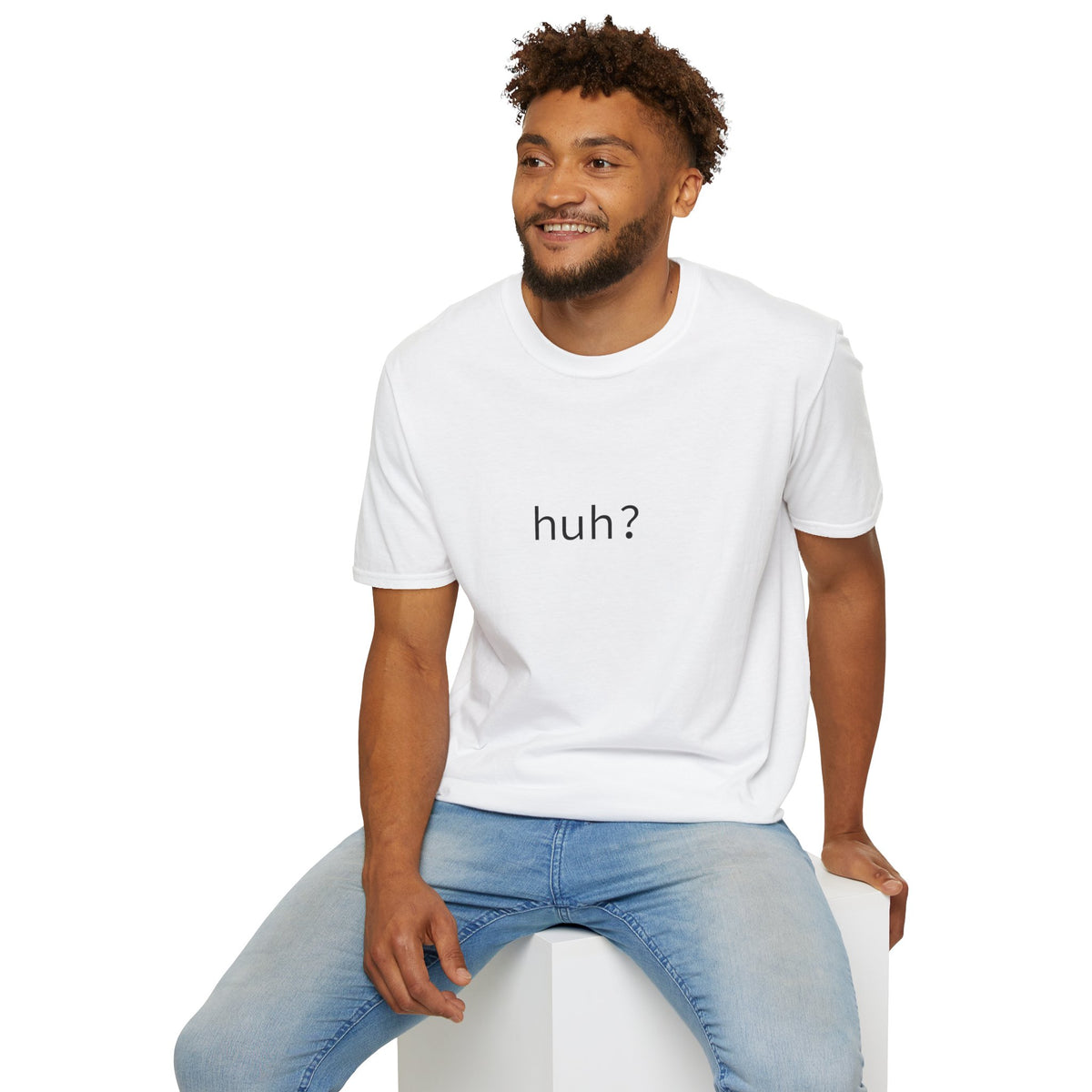 Huh? Minimalist Graphic T‑Shirt — Funny Casual Statement Tee