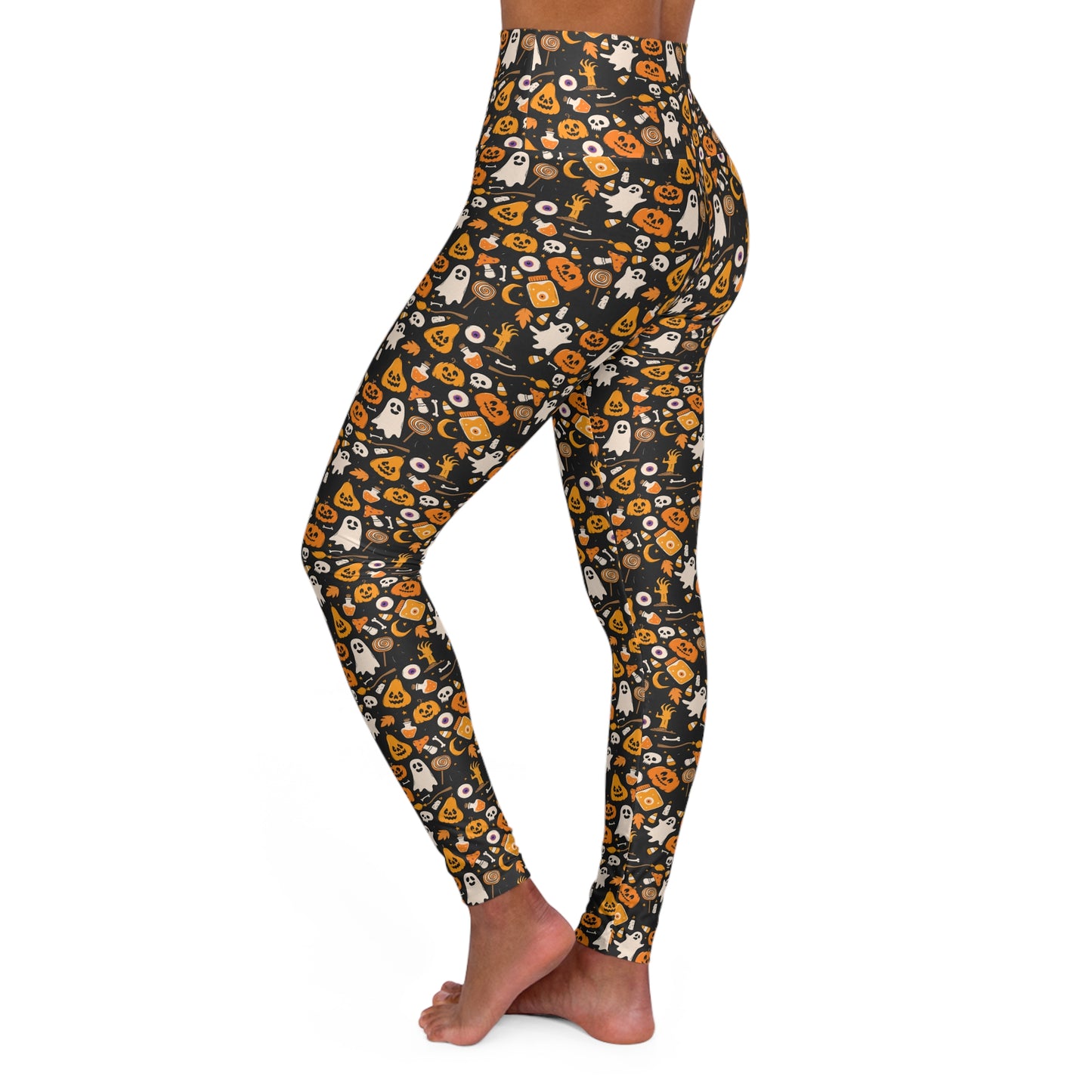 Halloween High Waisted Yoga Leggings, Spooky Workout Pants, Fall Fitness Apparel, Yoga Pants for Women, Halloween Costume Leggings