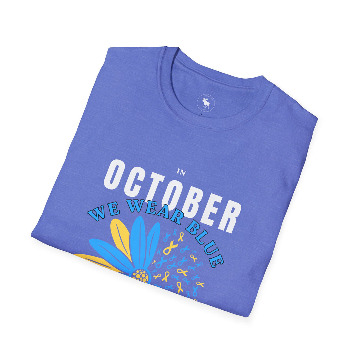 October We Wear Blue and Yellow T-Shirt — Down Syndrome Awareness Daisy Tee