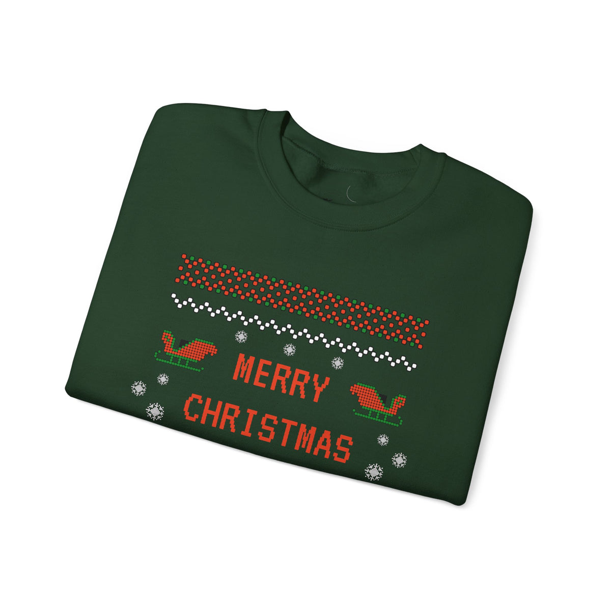 Aggressive 'Merry Christmas' Ugly Sweater Crewneck — Hilarious Adult Holiday Sweatshirt