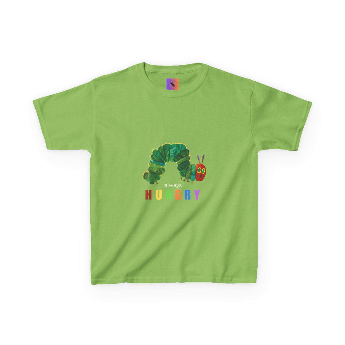 Kids Tee — "Always Hungry" Colorful Caterpillar Graphic