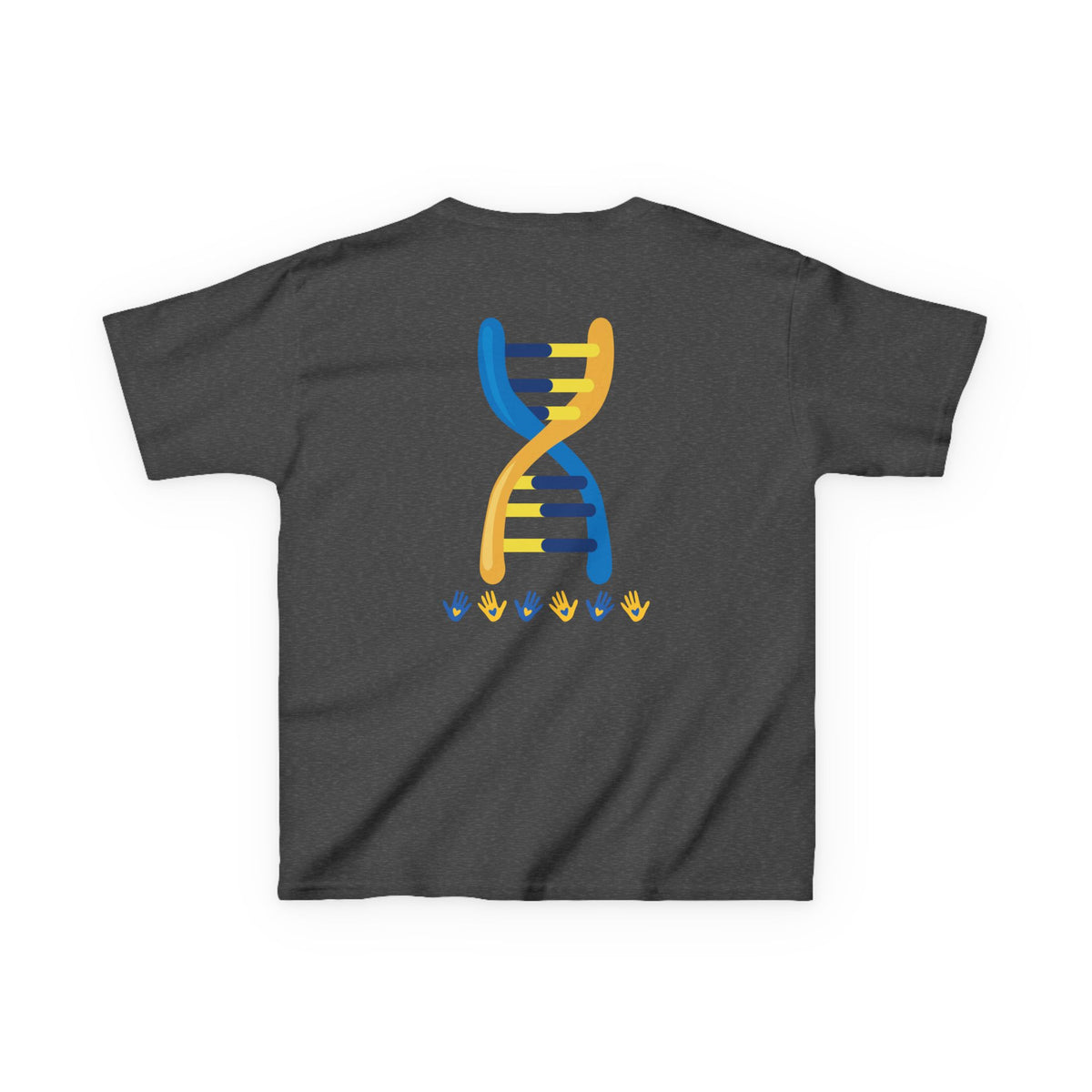 Kids Tee — Blue & Yellow DNA Hearts Design Down Syndrome Awareness,  DS