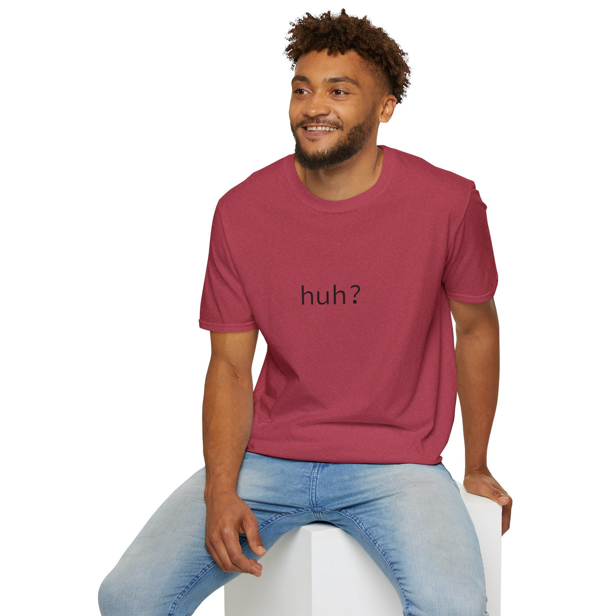 Huh? Minimalist Graphic T‑Shirt — Funny Casual Statement Tee