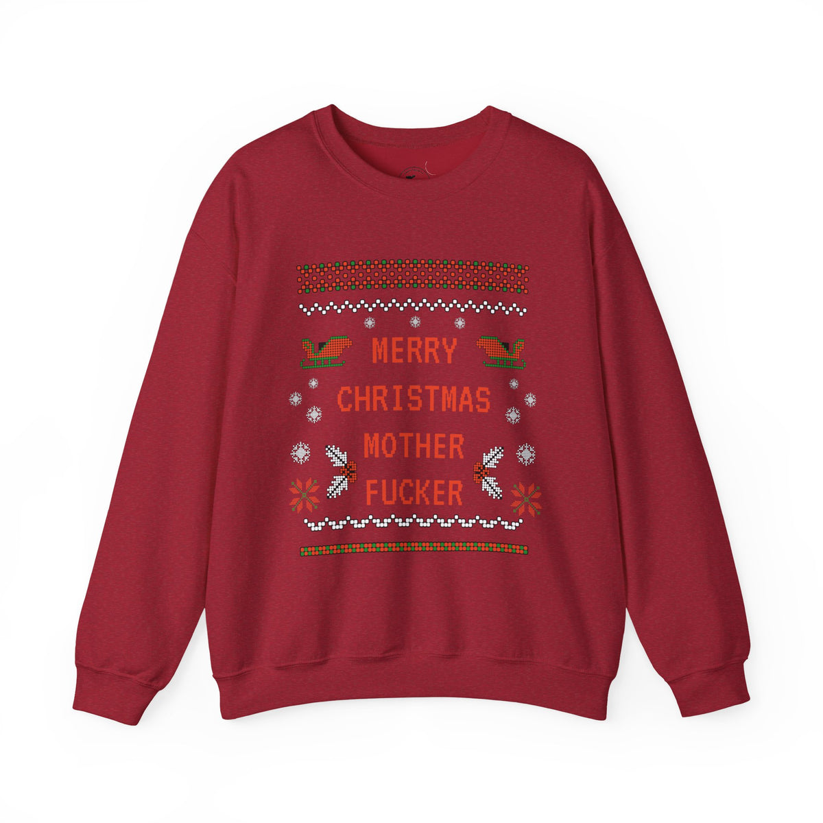 Aggressive 'Merry Christmas' Ugly Sweater Crewneck — Hilarious Adult Holiday Sweatshirt