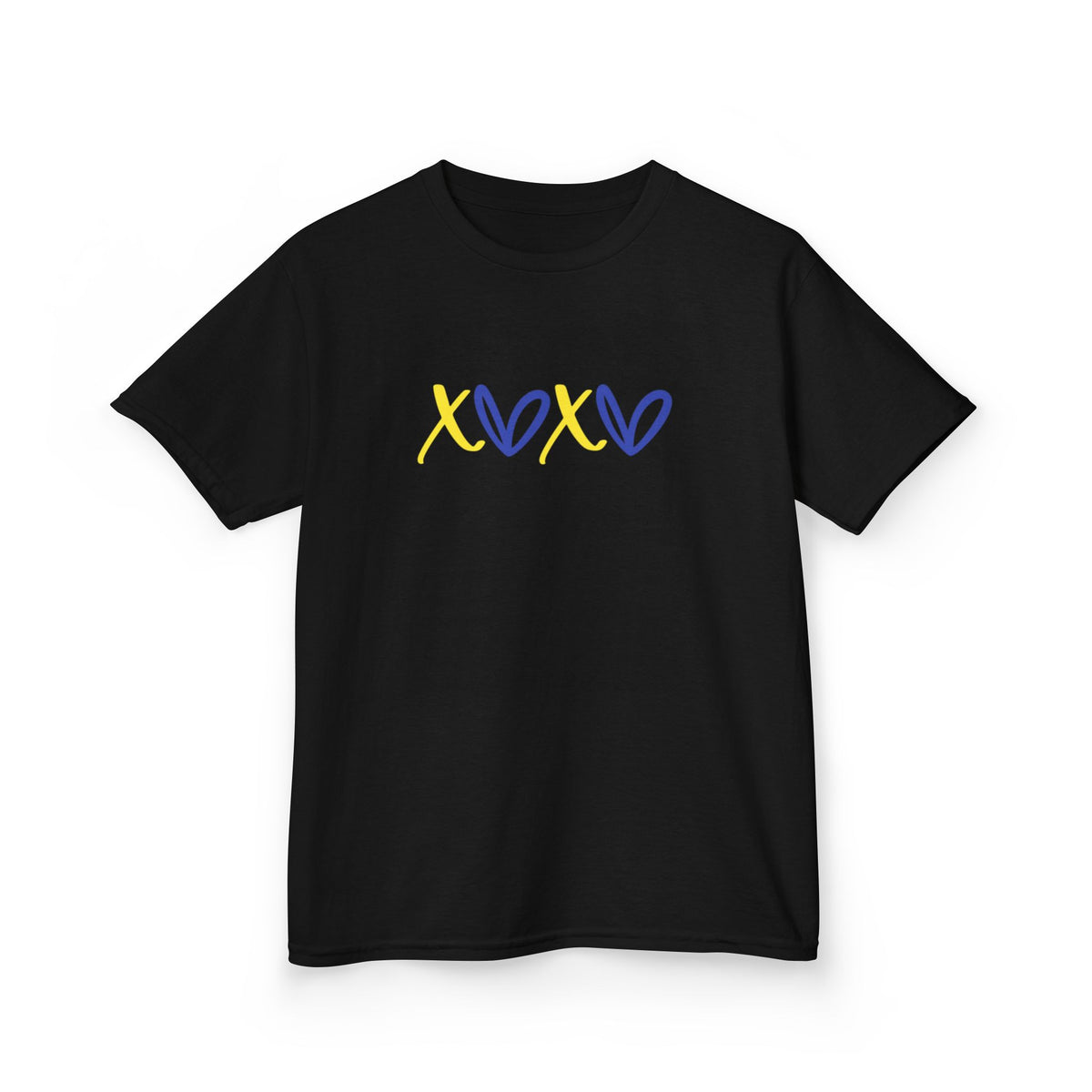 Kids Tee — Blue & Yellow DNA Hearts Design Down Syndrome Awareness,  DS
