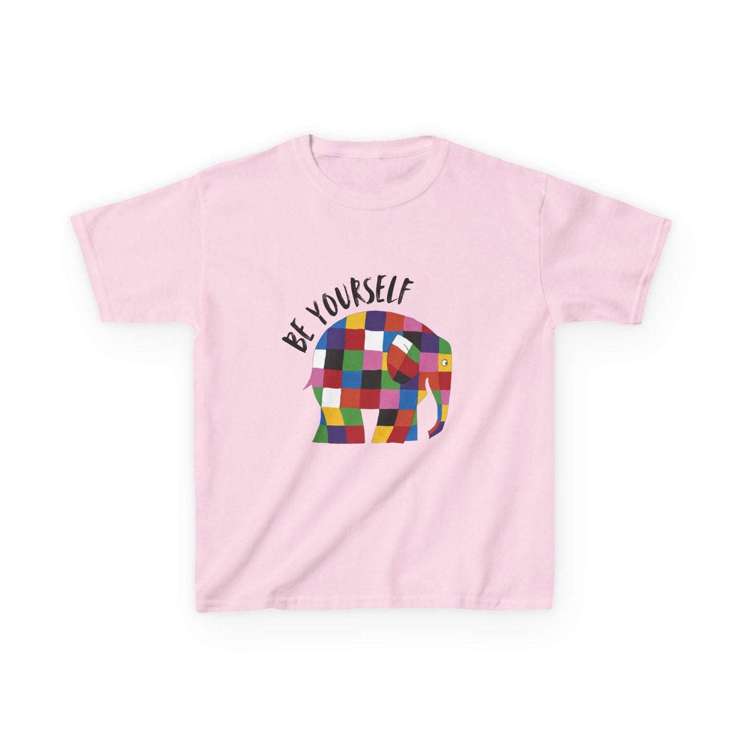 Kids Heavy Cotton™ Tee, Elmer the Patchwork Elephant T-Shirt, Children's Clothing, Cute Animal Print Top, Kids Birthday Gift, Youth