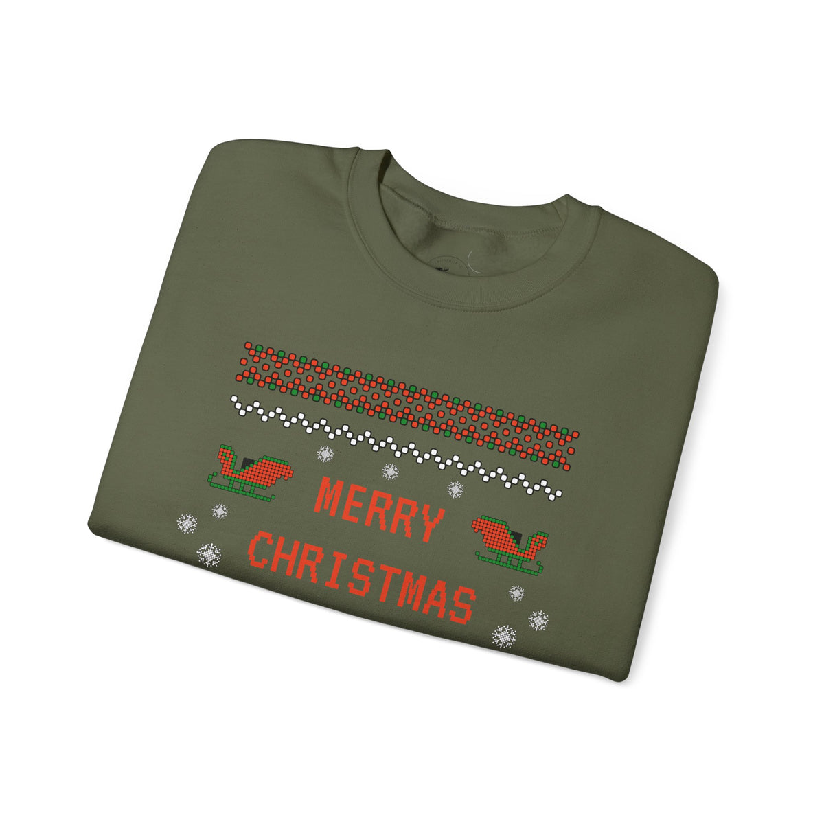 Aggressive 'Merry Christmas' Ugly Sweater Crewneck — Hilarious Adult Holiday Sweatshirt