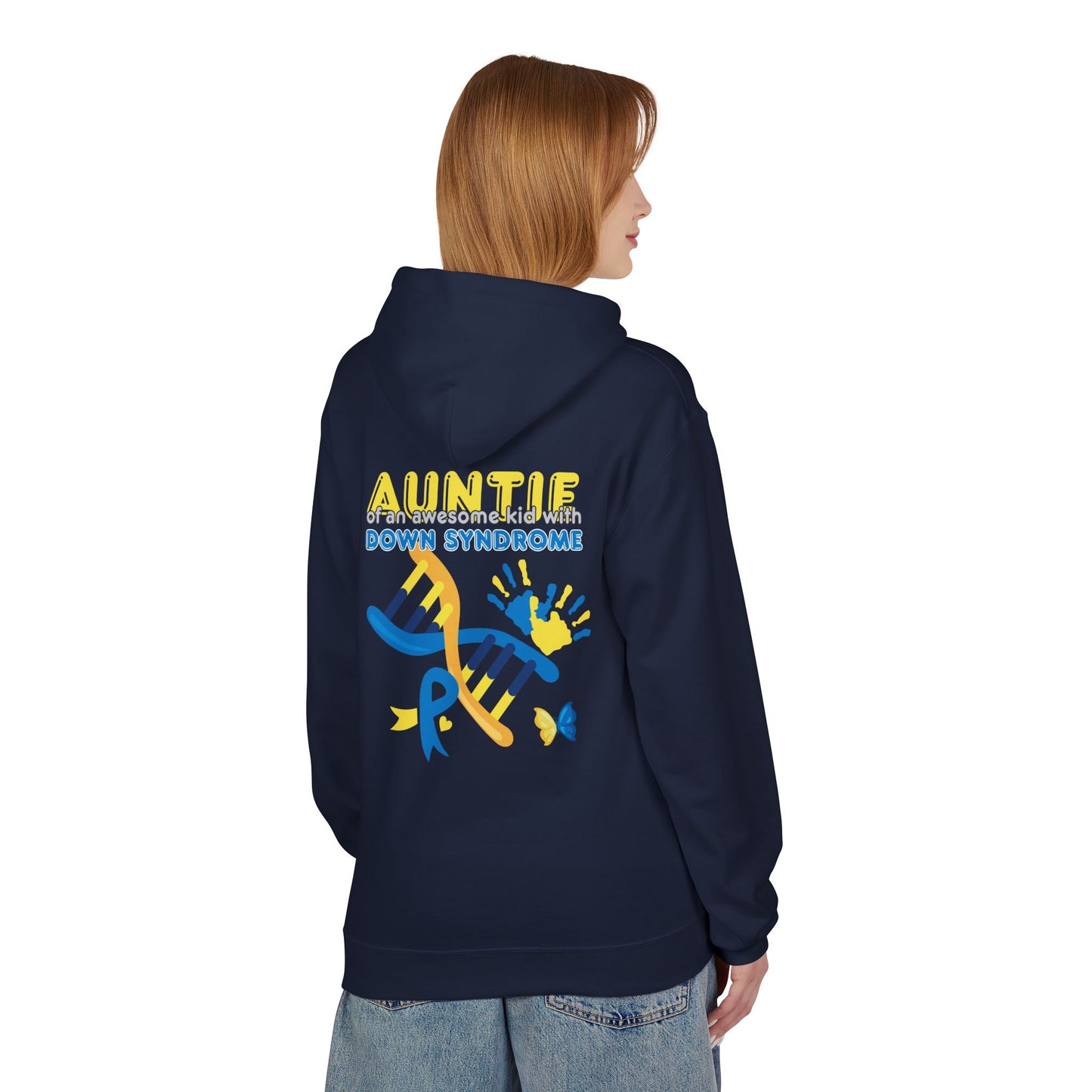 Down Syndrome Aunt Hoodie — "Auntie of the Morning Sun" DNA Ribbon Sweatshirt