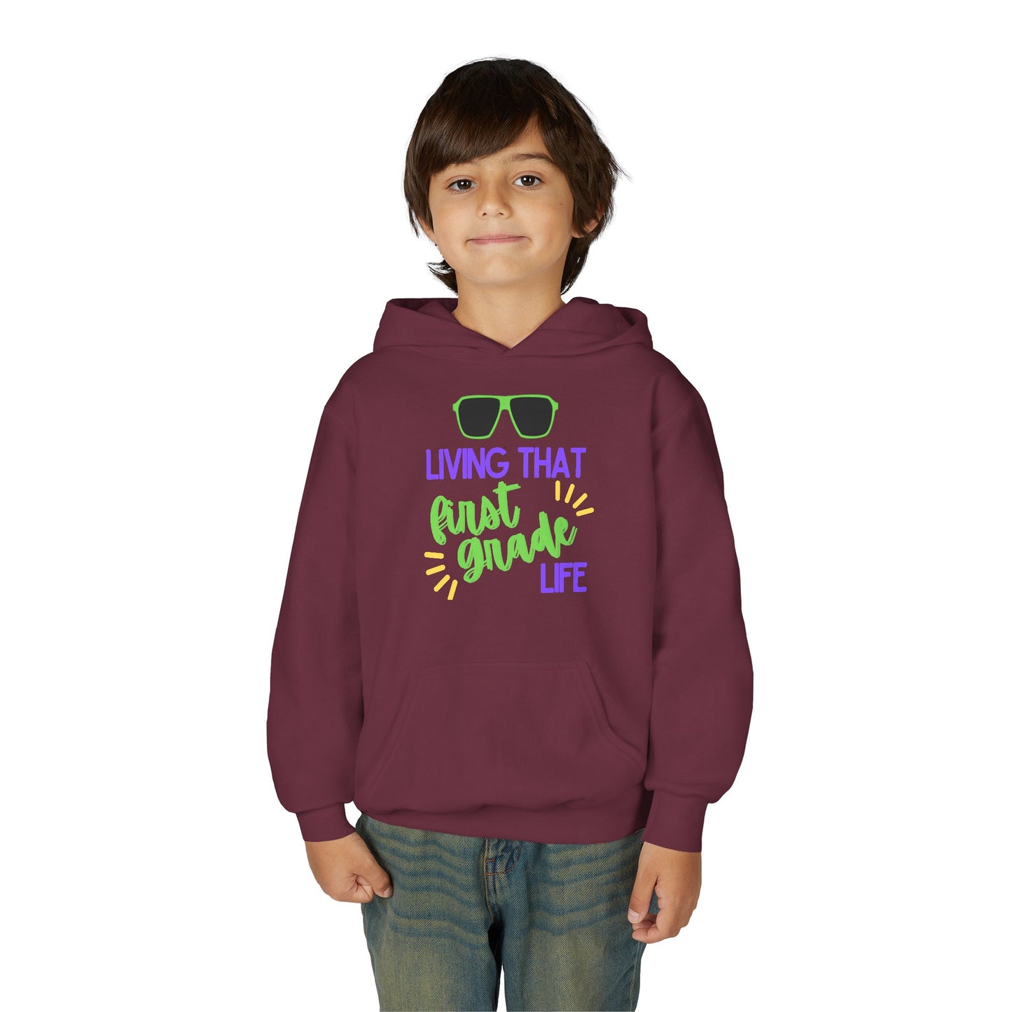 Cool first Grade Hoodie for Youth, Back to School Gift, Trendy Kids Sweatshirt, Living that Third Grade Life, Fun School Spirit Wear