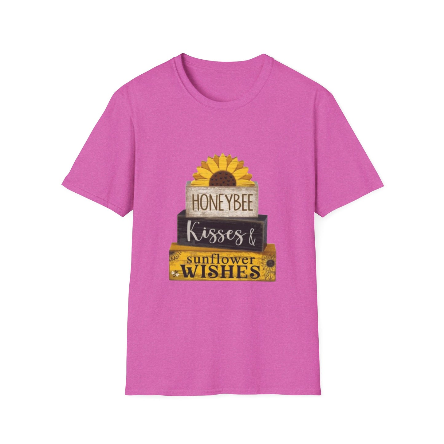 Sunflower & Honeybee T-Shirt — "Honeybee Kisses & Sunflower Wishes" Farmhouse Tee