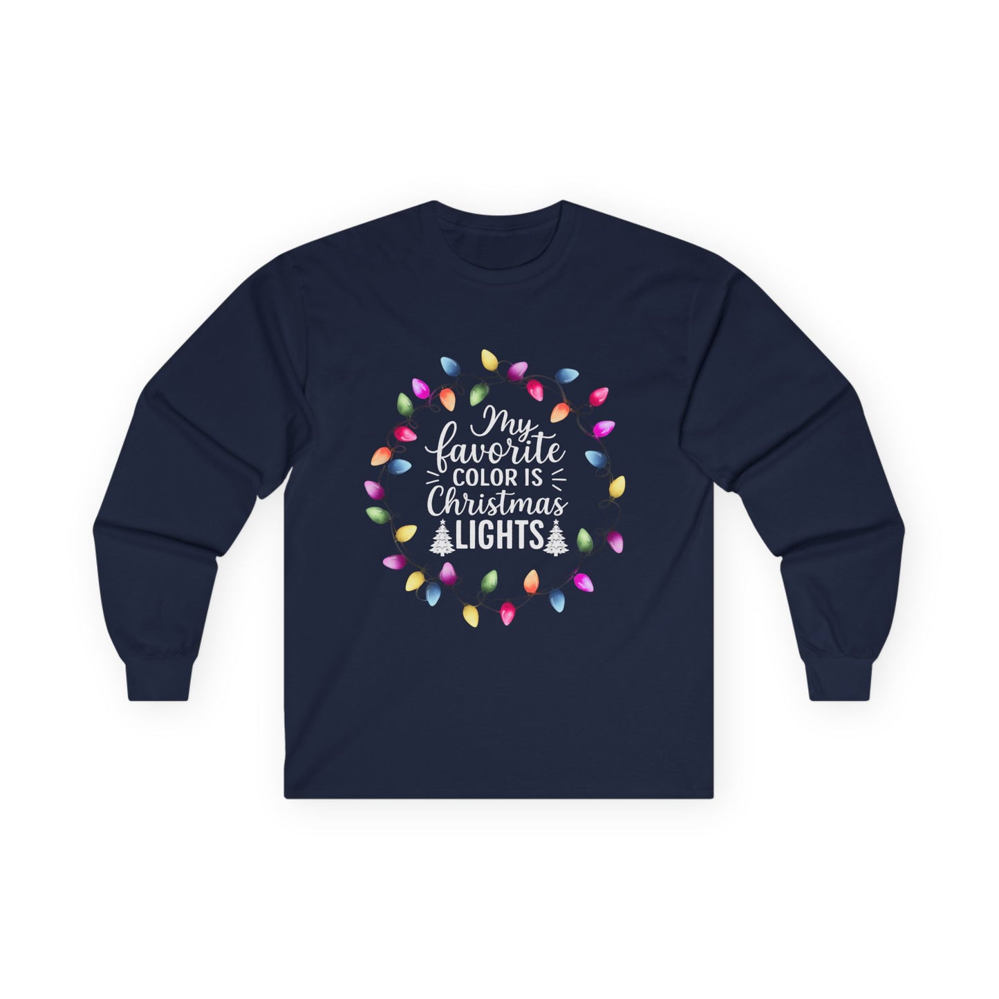 Christmas Lights Long Sleeve Tee, Unisex Holiday Shirt, Festive Apparel, Gift for Her, Xmas Party Outfit